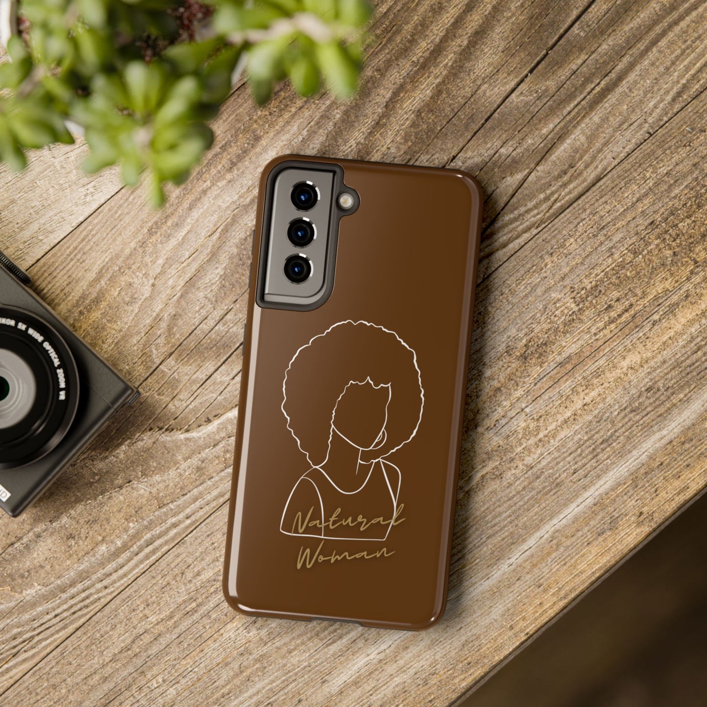 Natural Woman Afro (WL)Tough Phone Cases BROWN