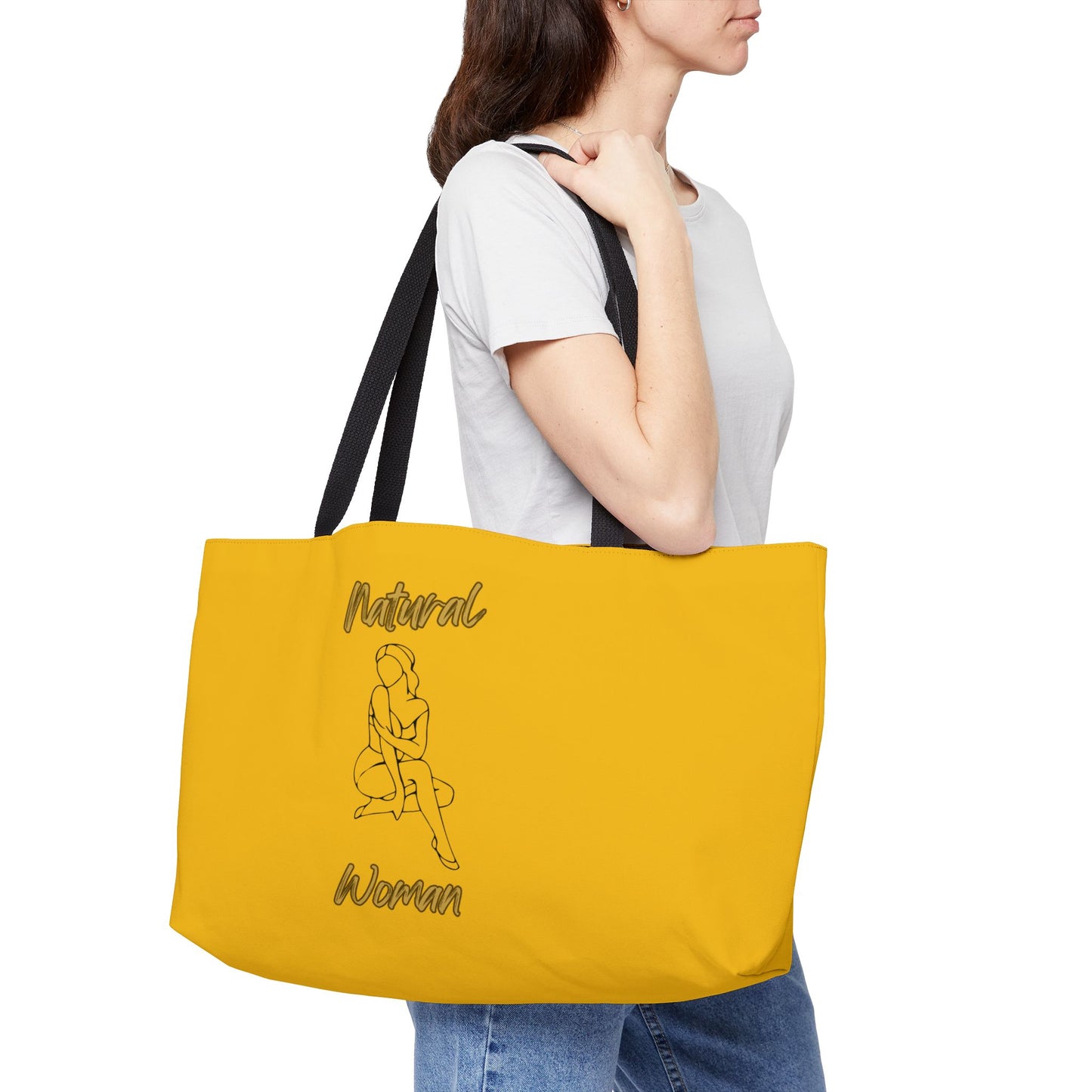 Natural Woman Shoulder Action (BL) Weekender Tote Bag YELLOW