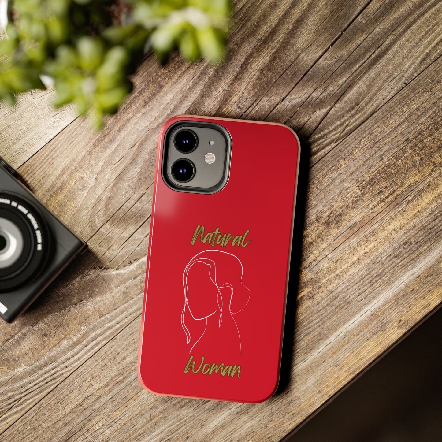 Natural Woman Hanging Hair (WL) Tough Phone Cases DARK RED