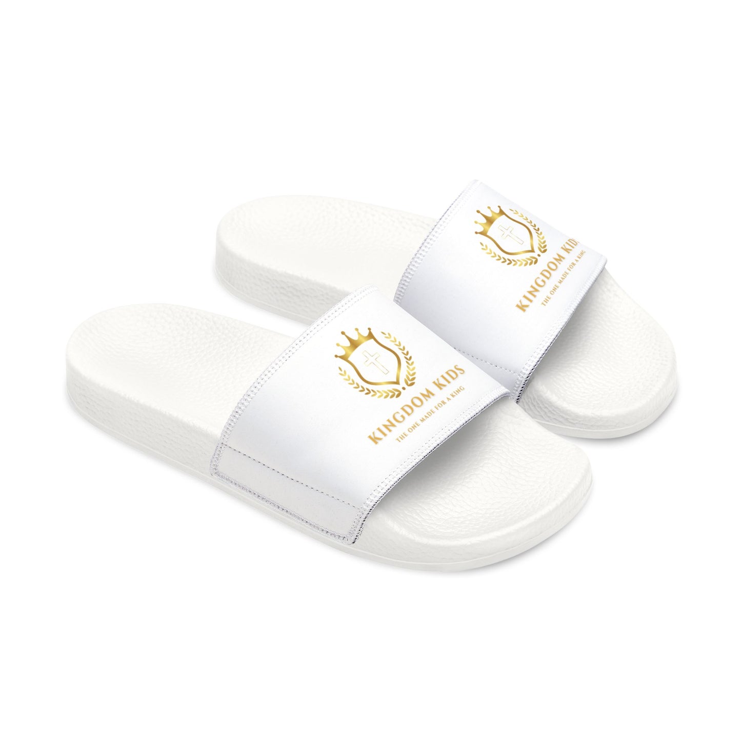 Kingdom Kids Youth Removable-Strap Sandals with Crown Design (Black/White)