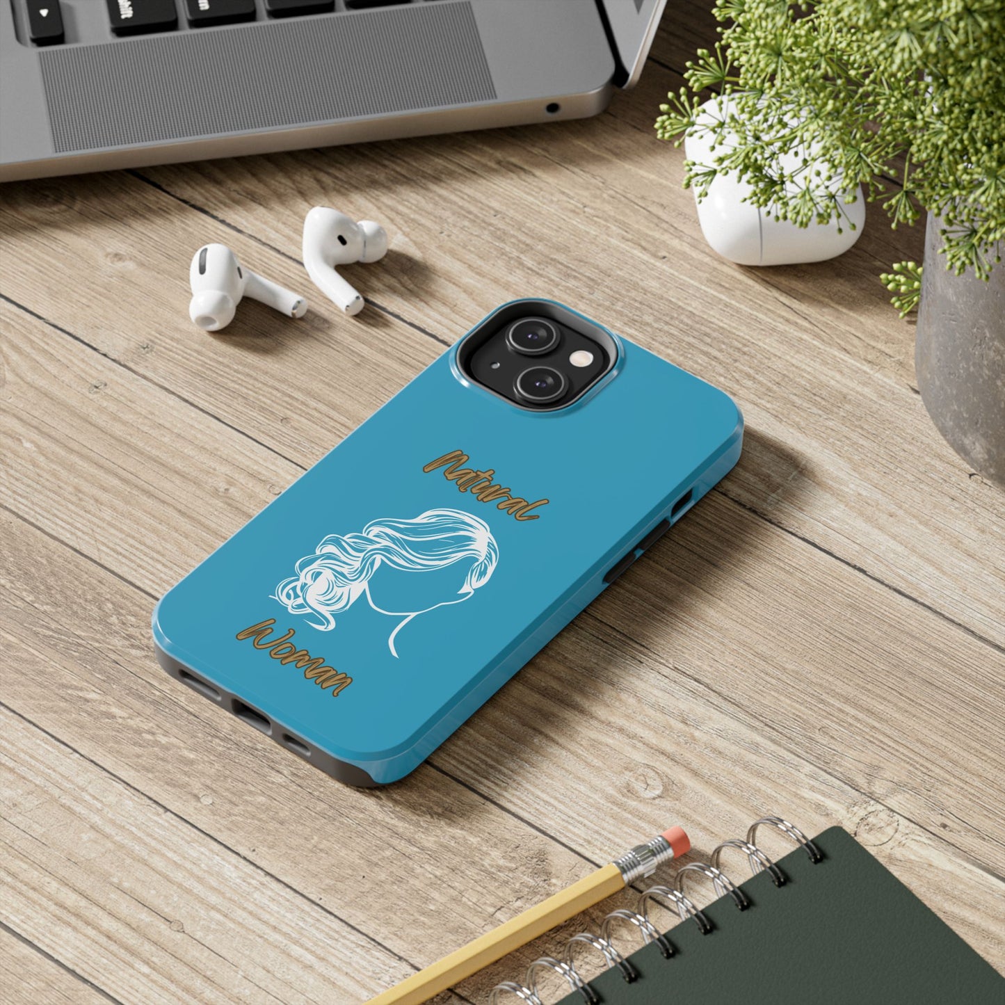 Natural Woman Long Curl (WL)Tough Phone Cases TURQUOISE