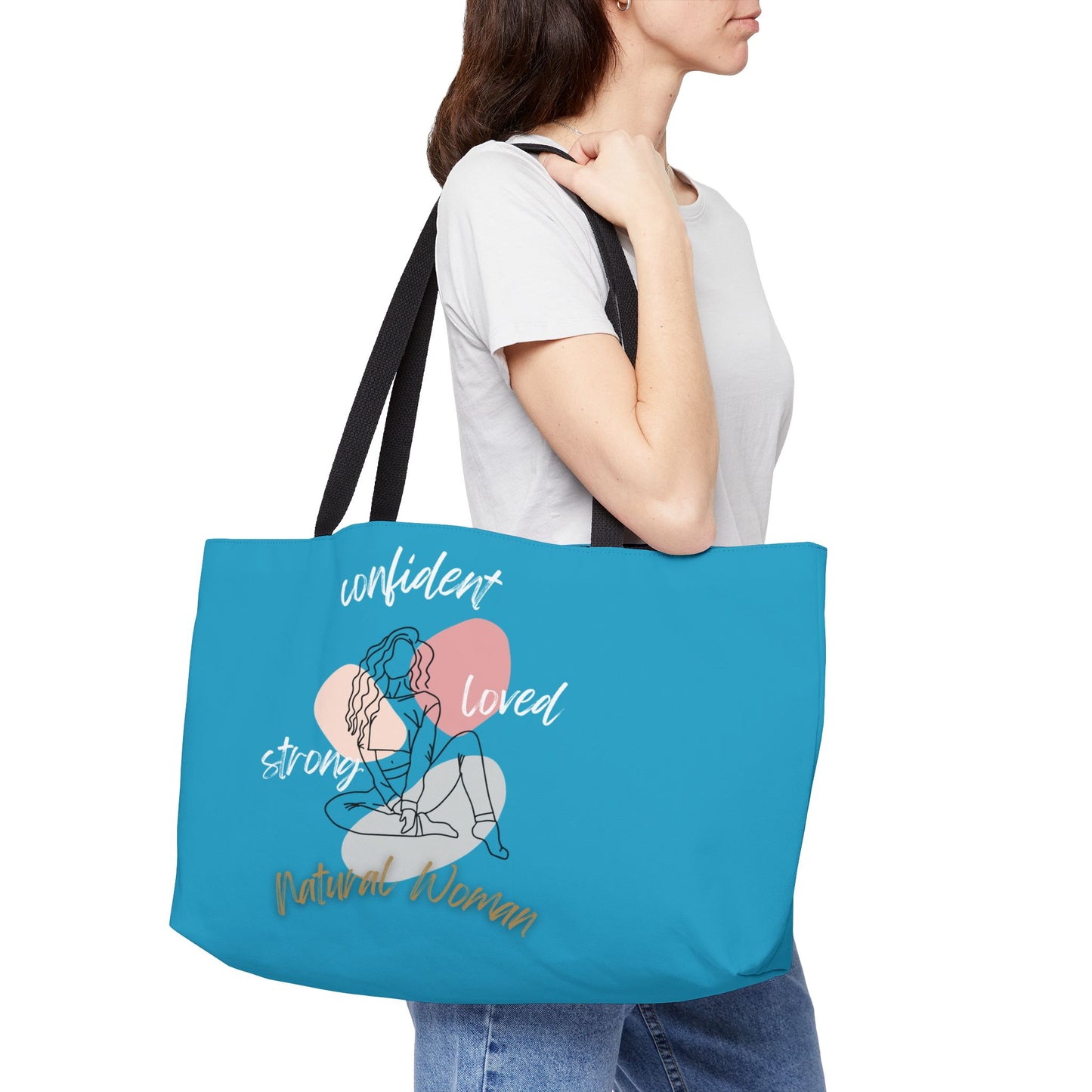 Natural Woman Strong Confident Loved (WL) Weekender Tote Bag TURQUOISE