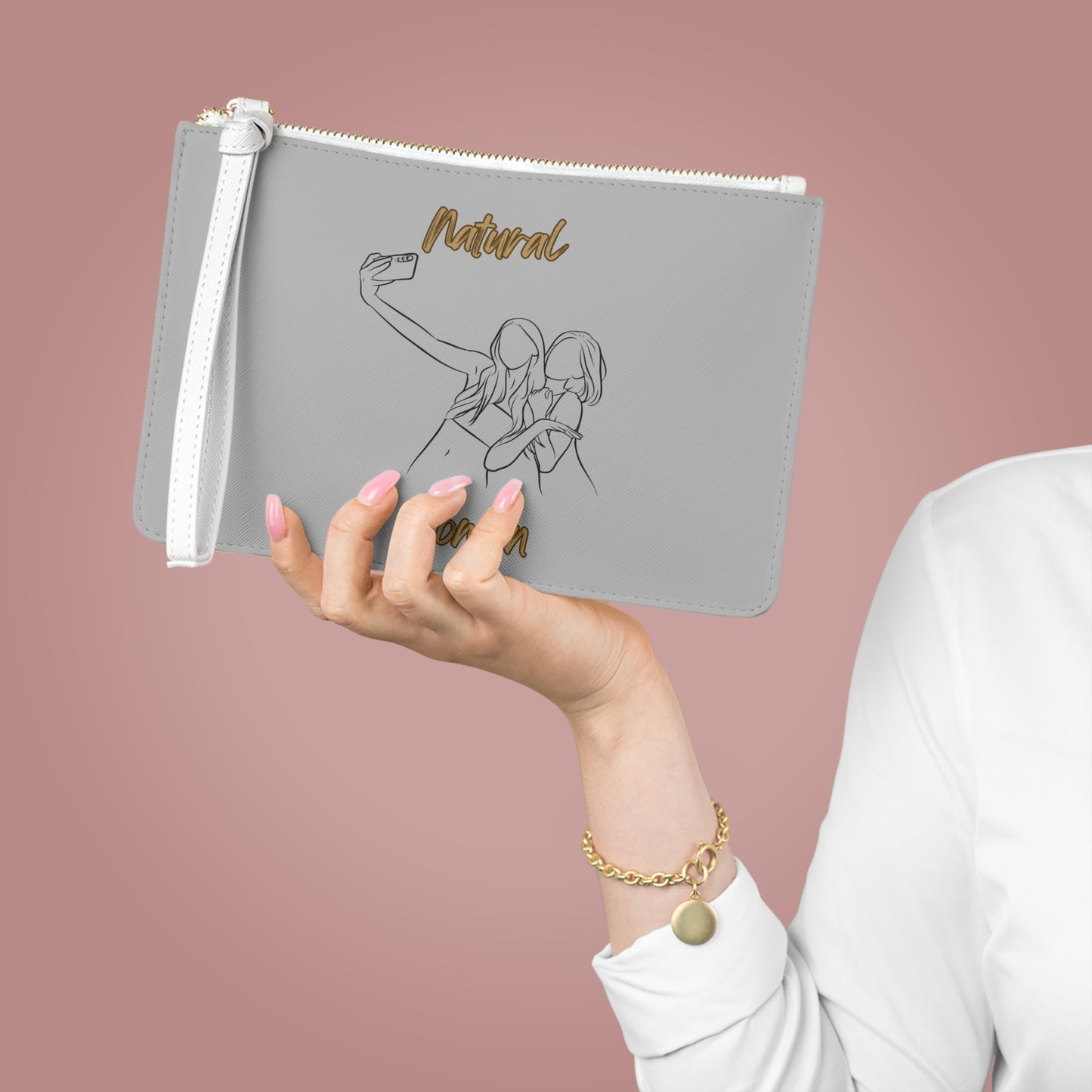 Natural Women Friends Selfie (BL) Clutch Bag LIGHT GREY
