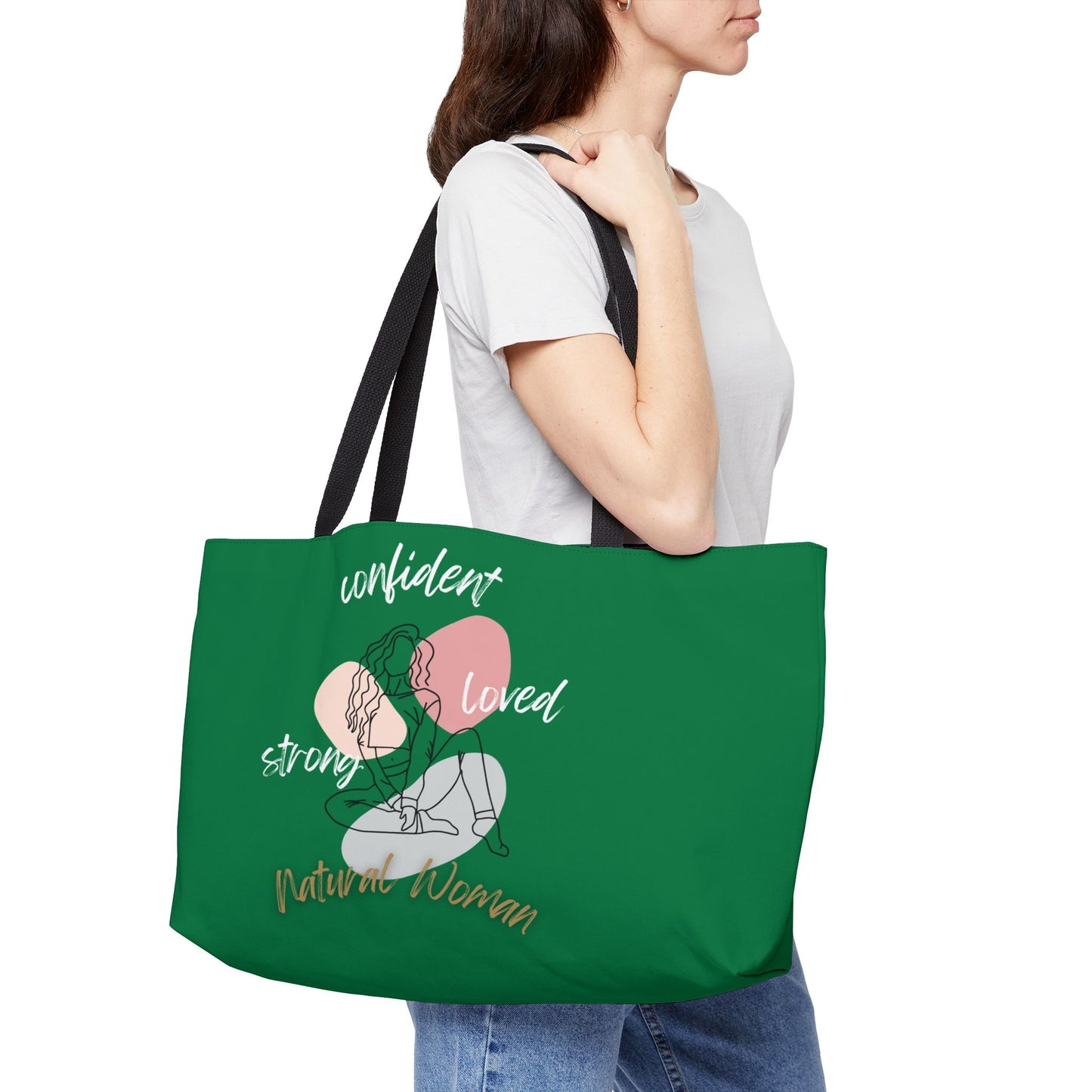 Natural Woman Strong Confident Loved (WL) Weekender Tote Bag DARK GREEN