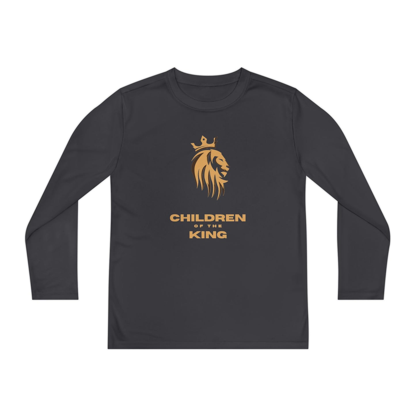 Children of the King Youth Long Sleeve Tee — Golden Lion Crest & Proverbs 22:6