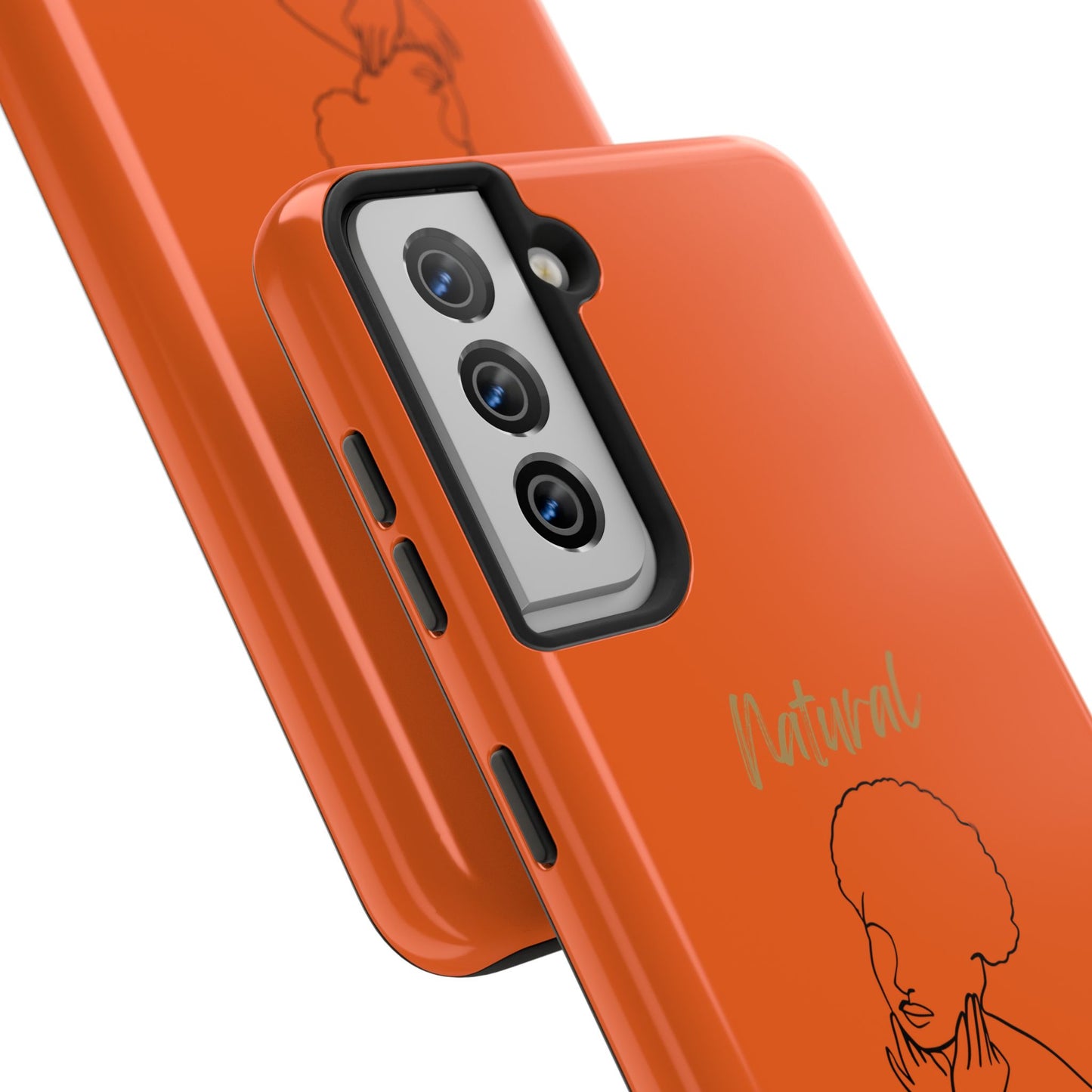 Natural Woman Cute Afro (BL)Tough Phone Cases ORANGE