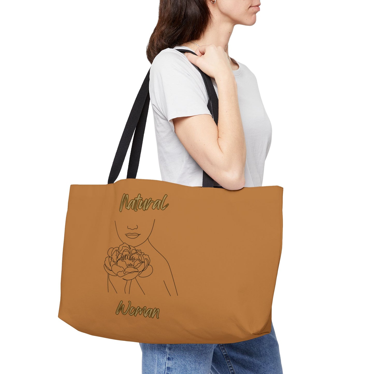 Natural Woman Kissed Flower (BL) Weekender Tote Bag LIGHT BROWN