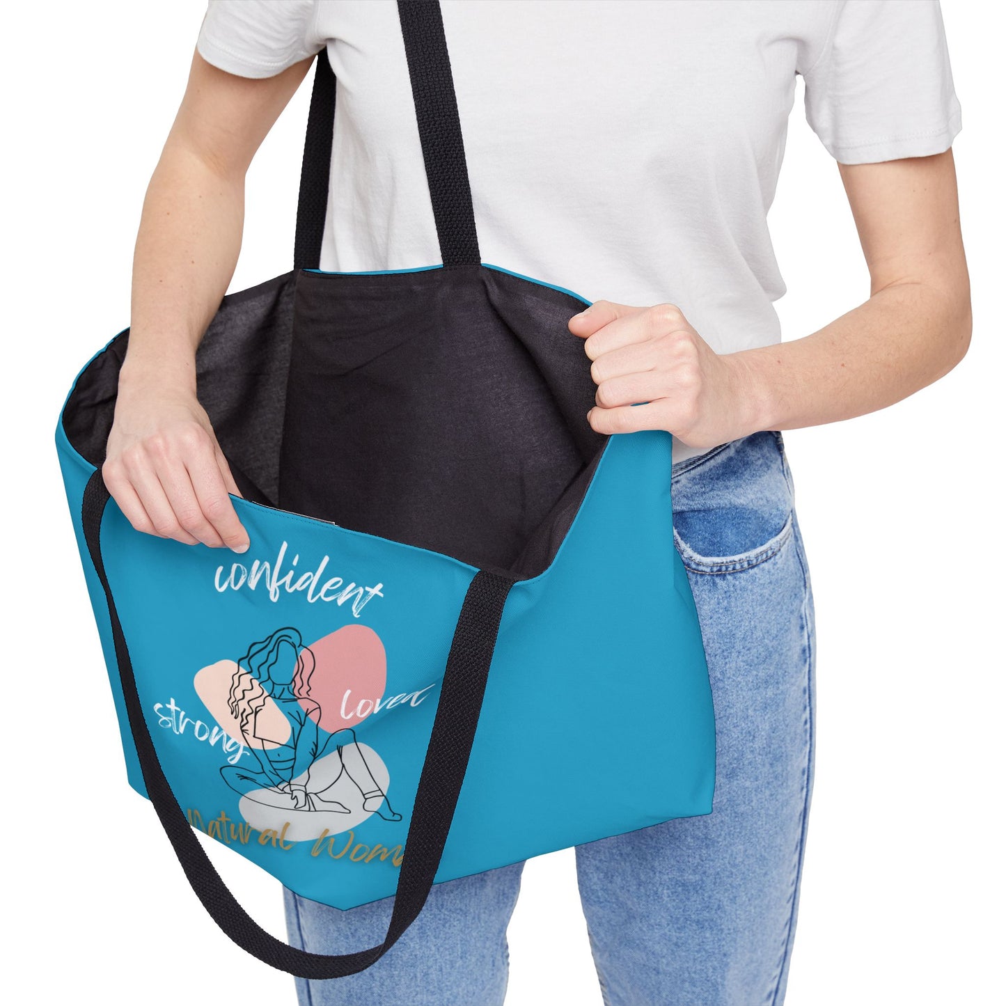 Natural Woman Strong Confident Loved (WL) Weekender Tote Bag TURQUOISE