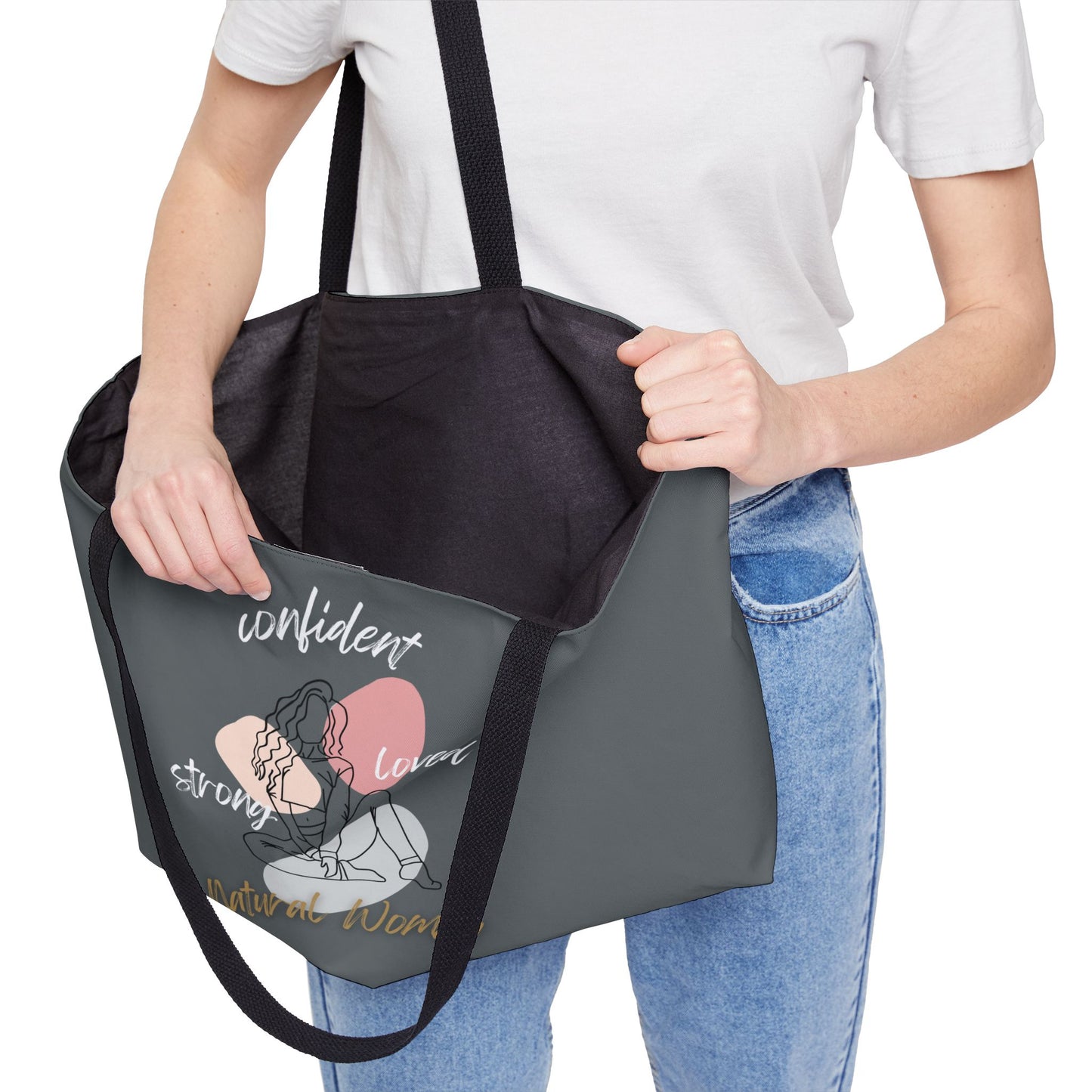 Natural Woman Strong Confident Loved (WL) Weekender Tote Bag DARK GREY