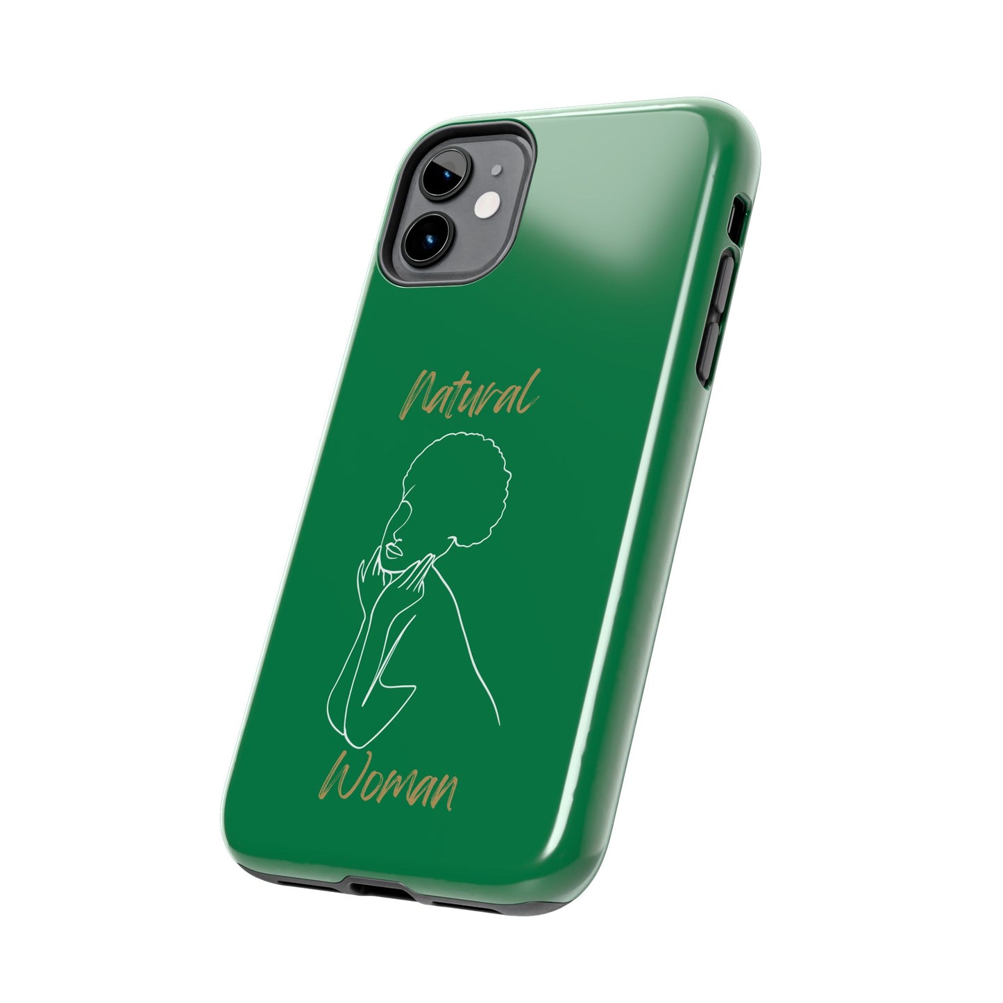 Natural Woman Cute Afro (WL)Tough Phone Cases DARK GREEN