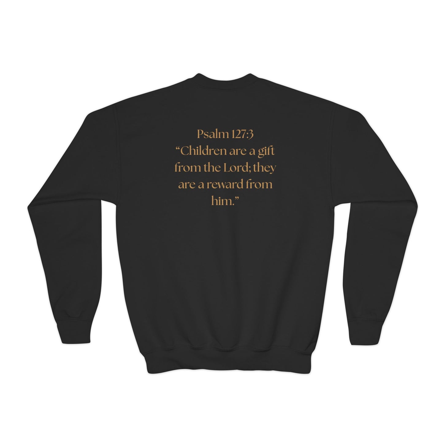 "Children of the King" Youth Crewneck Sweatshirt WHITE Lion Design with Psalm 127:3