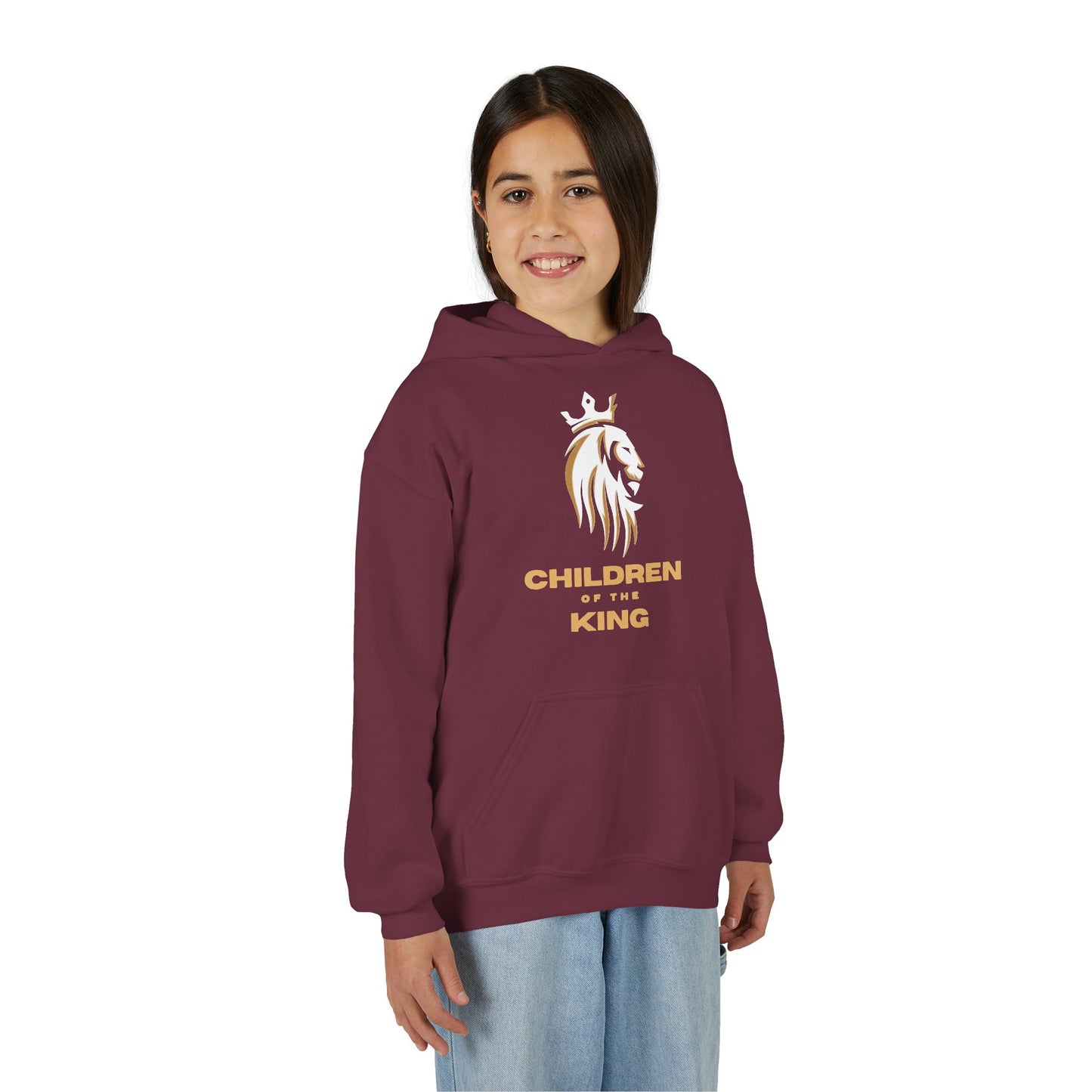 "Children of the King" Hoodie — WHITE Lion Design (Isaiah 54:13)