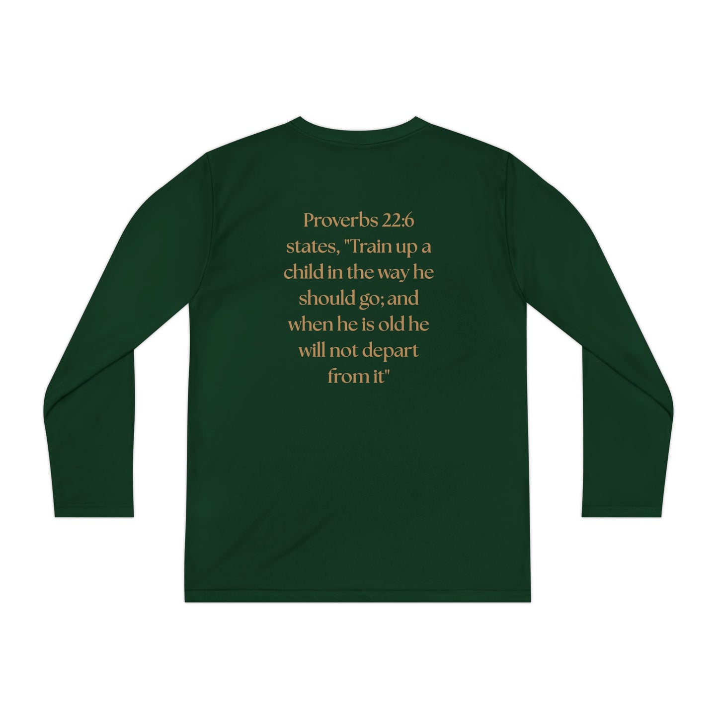 Children of the King Youth Long Sleeve Tee — Golden Lion Crest & Proverbs 22:6