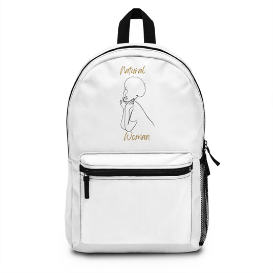 Natural Woman Cute Afro (BL) Backpack WHITE