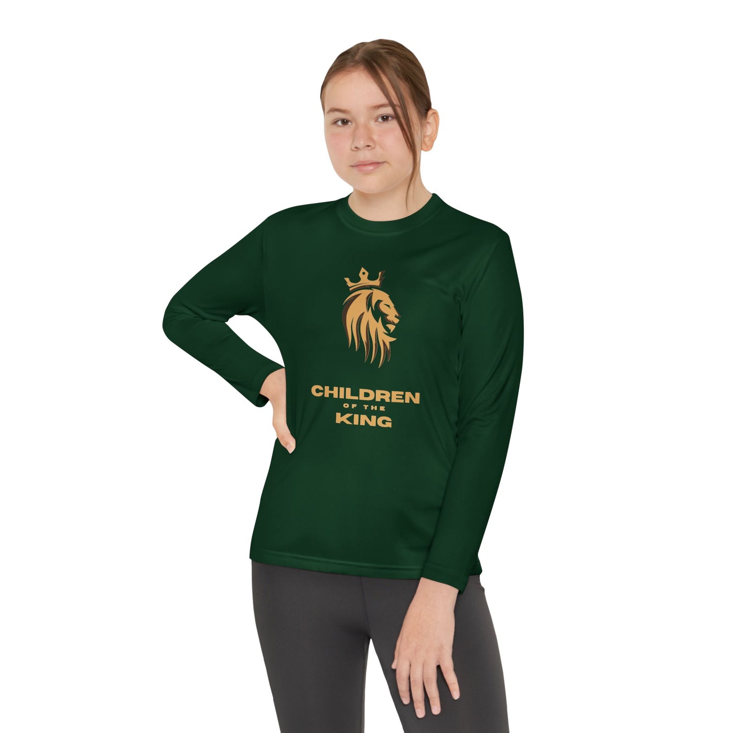 Children of the King Youth Long Sleeve Tee — Golden Lion Crest & Proverbs 22:6