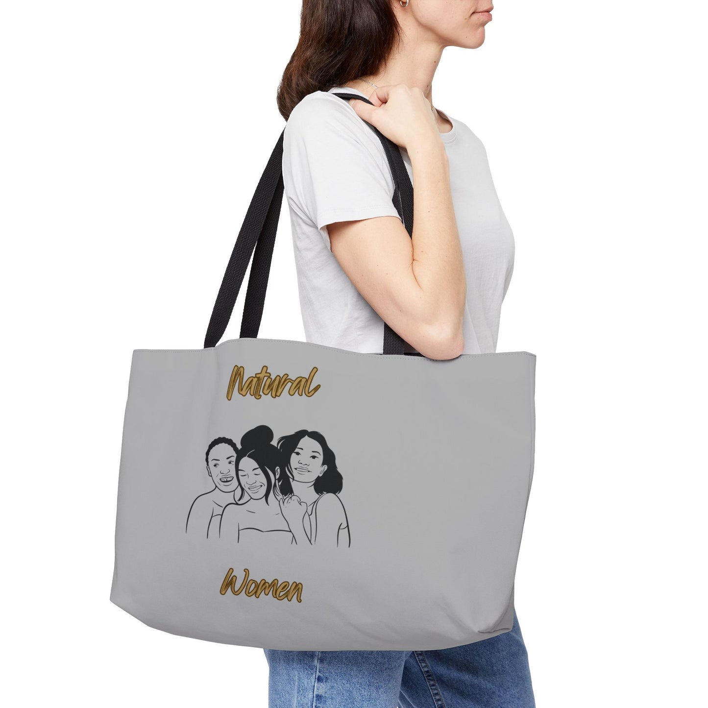 Natural Women Laughing Friends (BL) Weekender Tote Bag LIGHT GREY