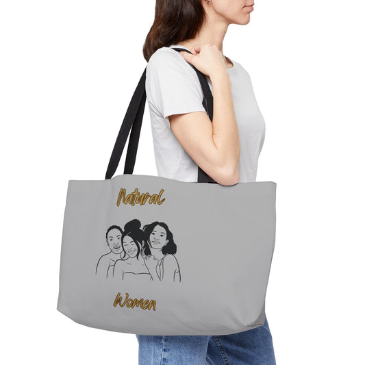 Natural Women Laughing Friends (BL) Weekender Tote Bag LIGHT GREY