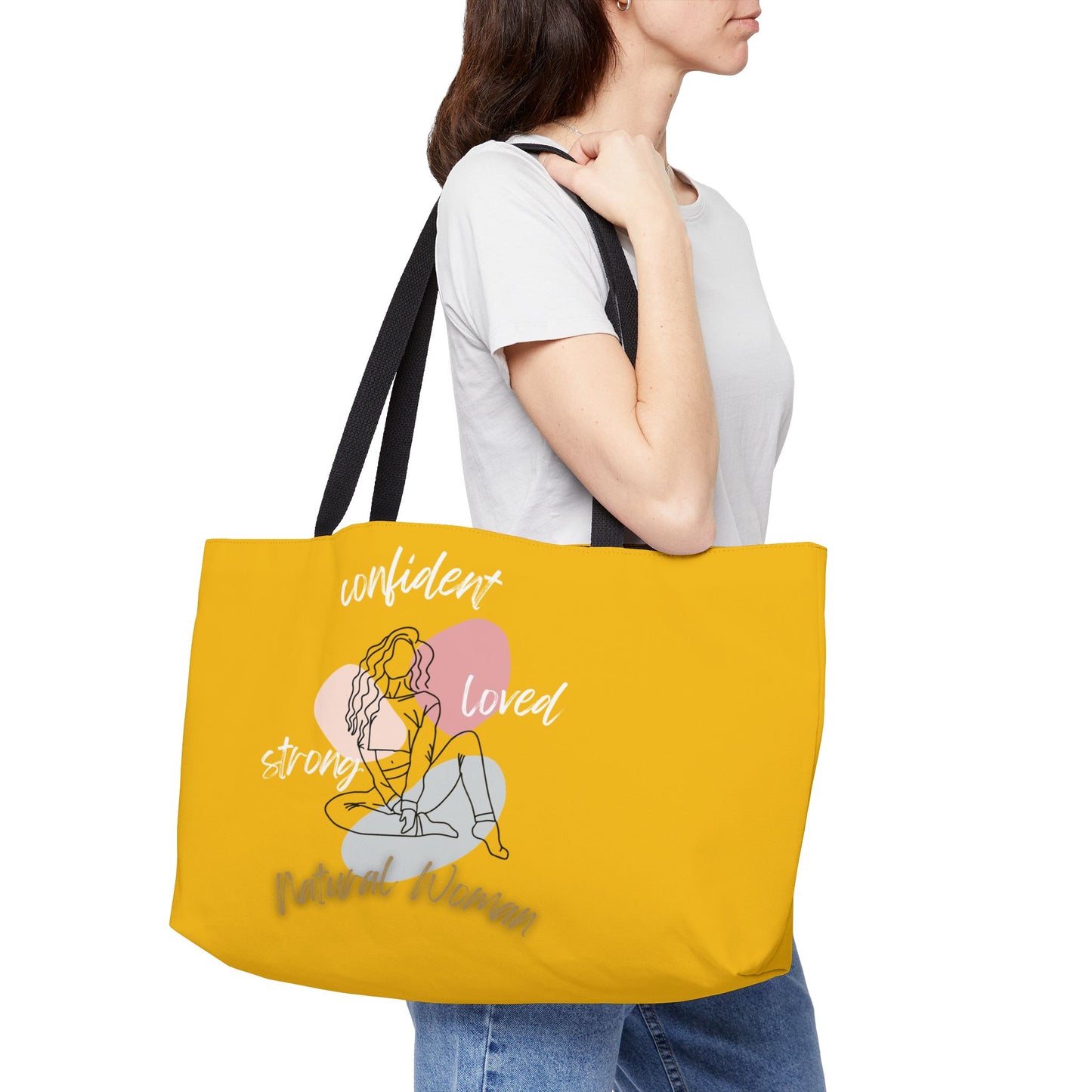 Natural Woman Strong Confident Loved (WL) Weekender Tote Bag YELLOW