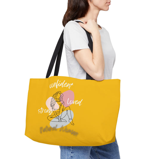 Natural Woman Strong Confident Loved (WL) Weekender Tote Bag YELLOW