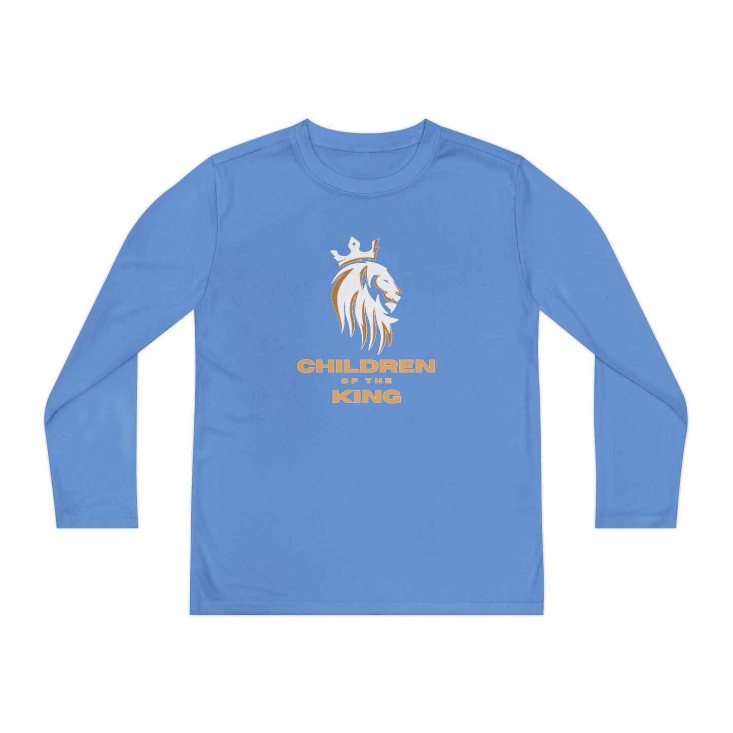 Children Of The King Youth Long Sleeve Tee — White Lion Crest with Proverbs 22:6