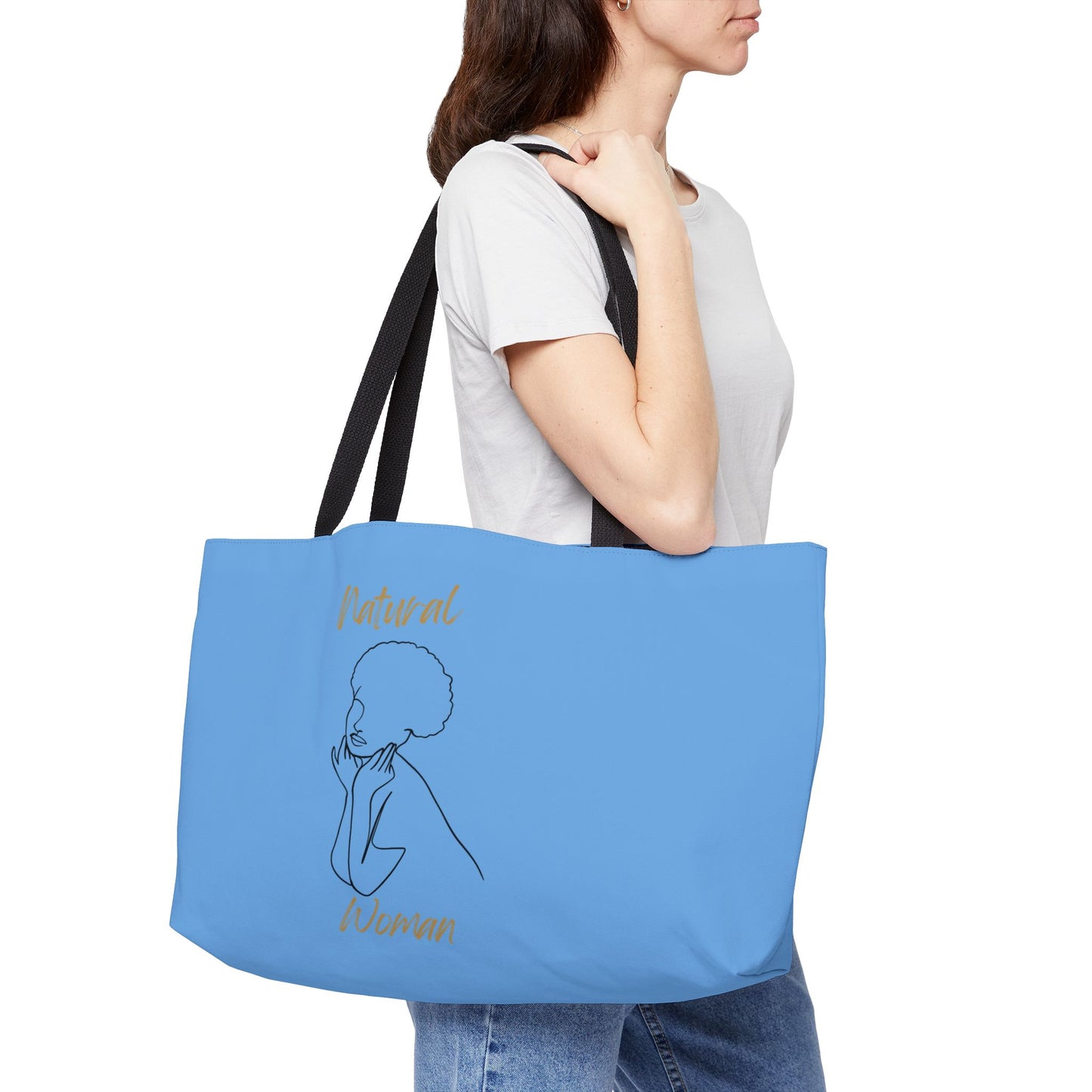 Natural Woman Cute Afro (BL) Weekender Tote Bag LIGHT BLUE