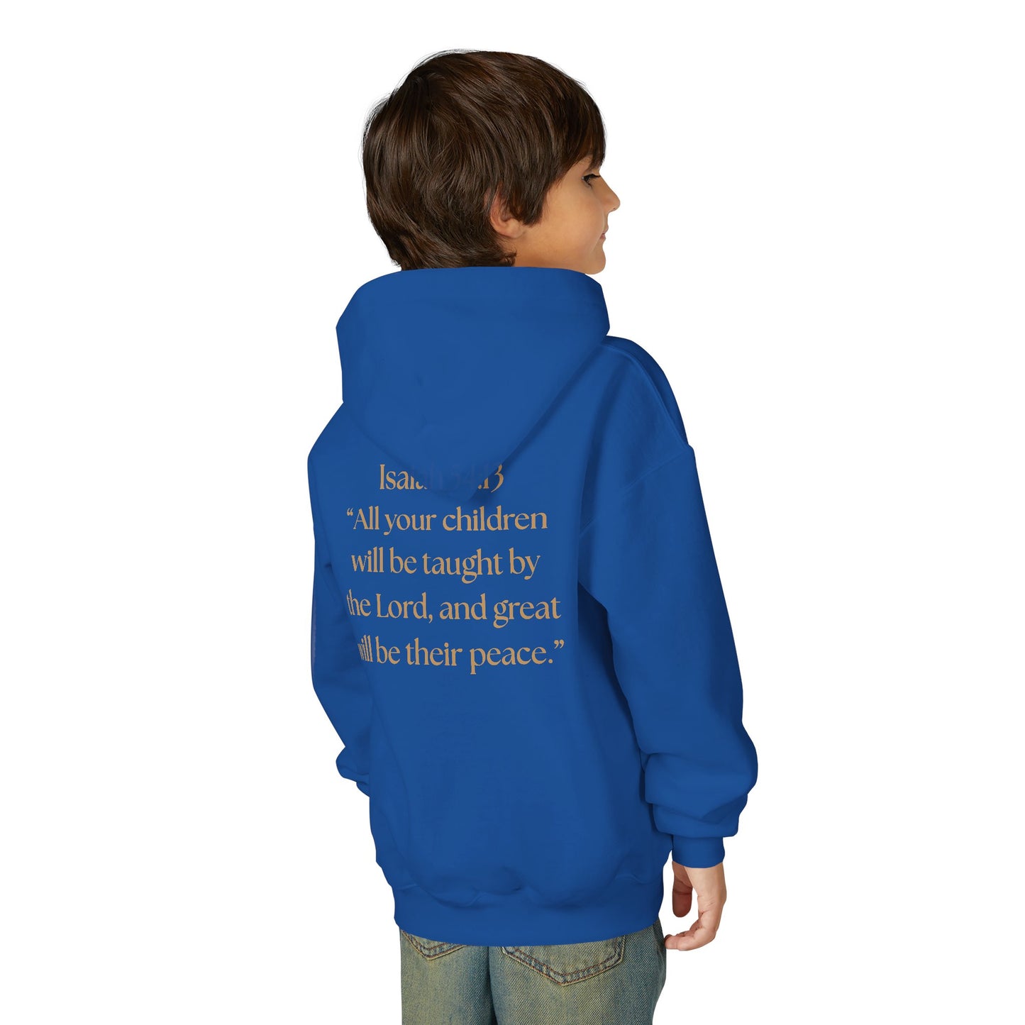 "Children of the King" Hoodie — WHITE Lion Design (Isaiah 54:13)