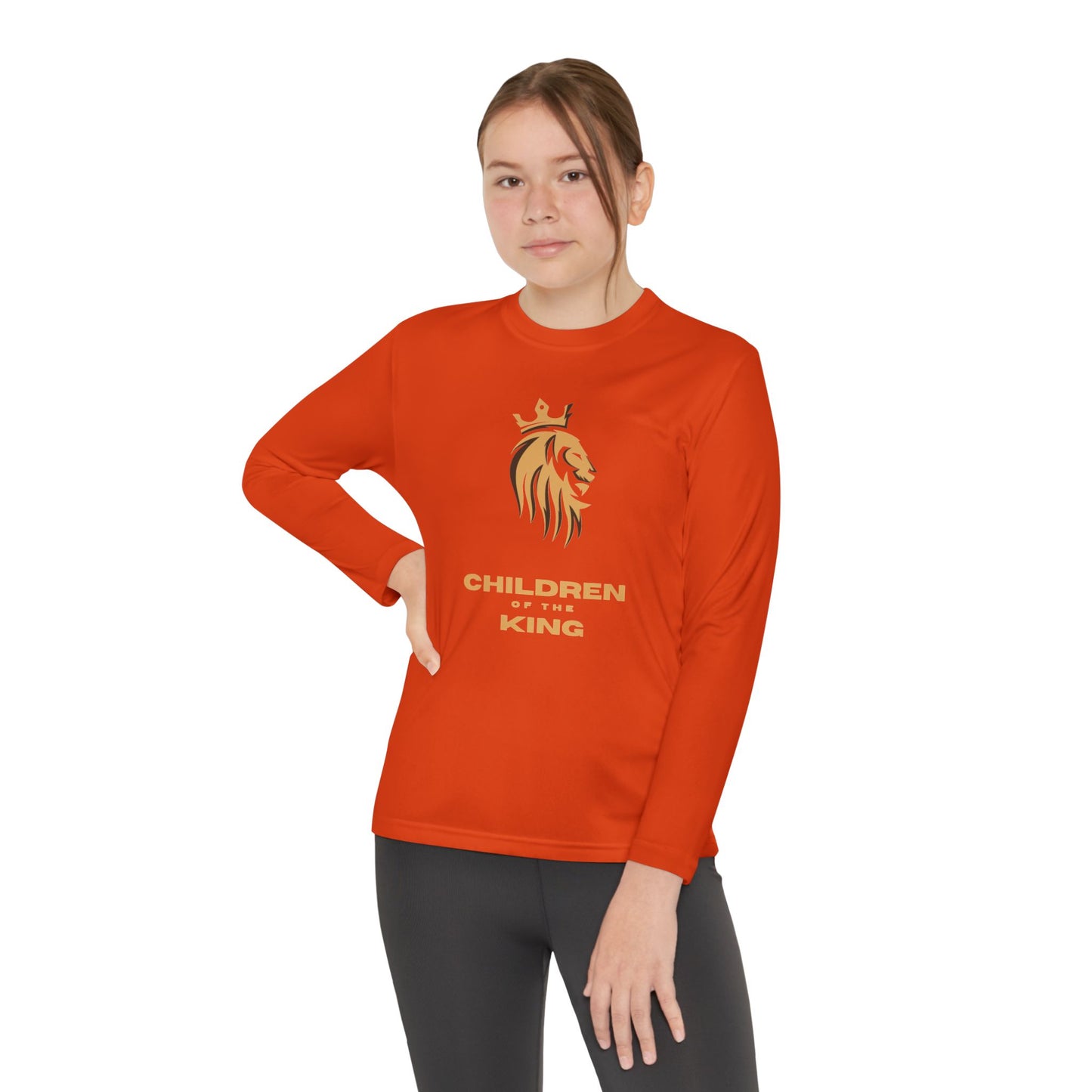 Children of the King Youth Long Sleeve Tee — Golden Lion Crest & Proverbs 22:6