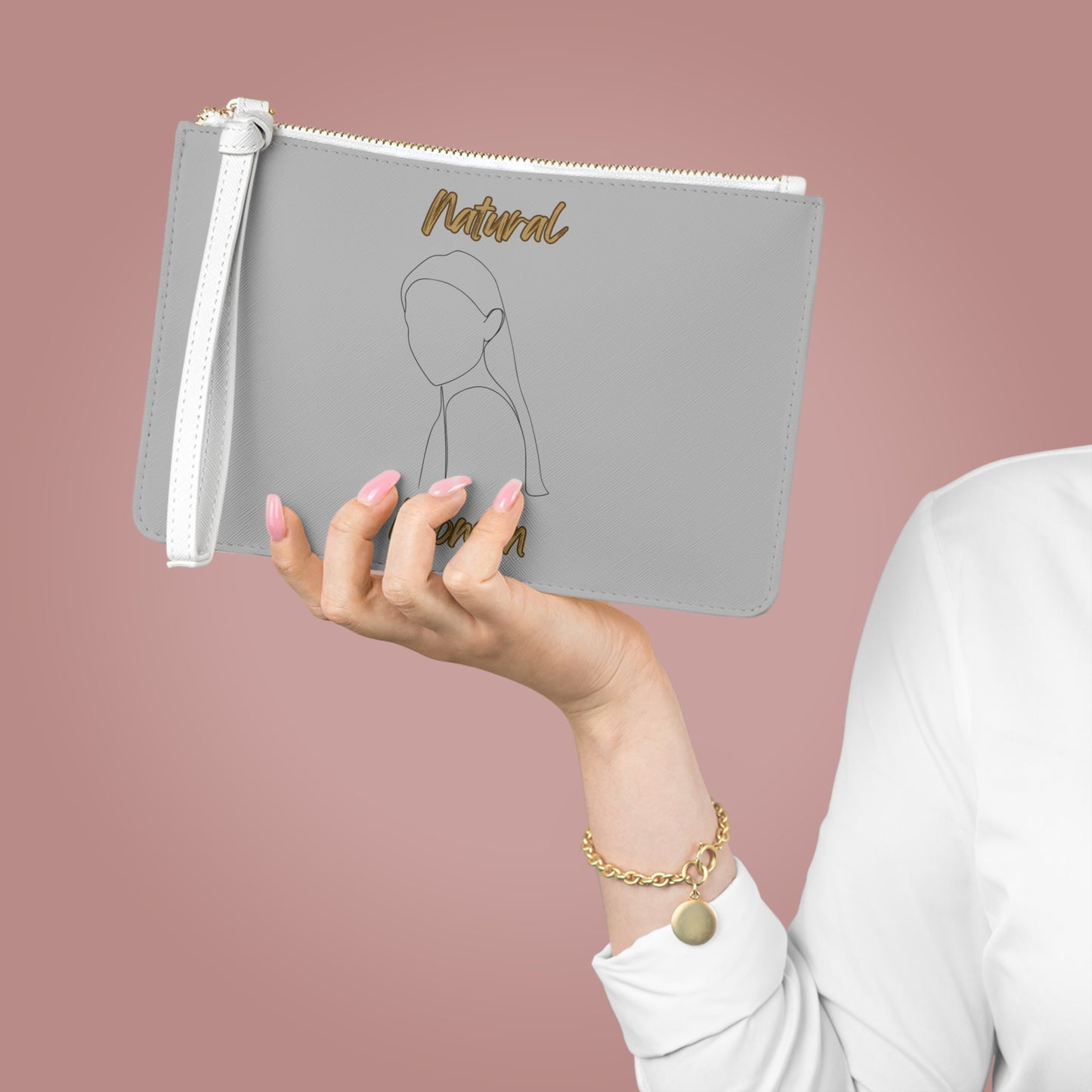 Natural Woman Tilted Look (BL) Clutch Bag LIGHT GREY