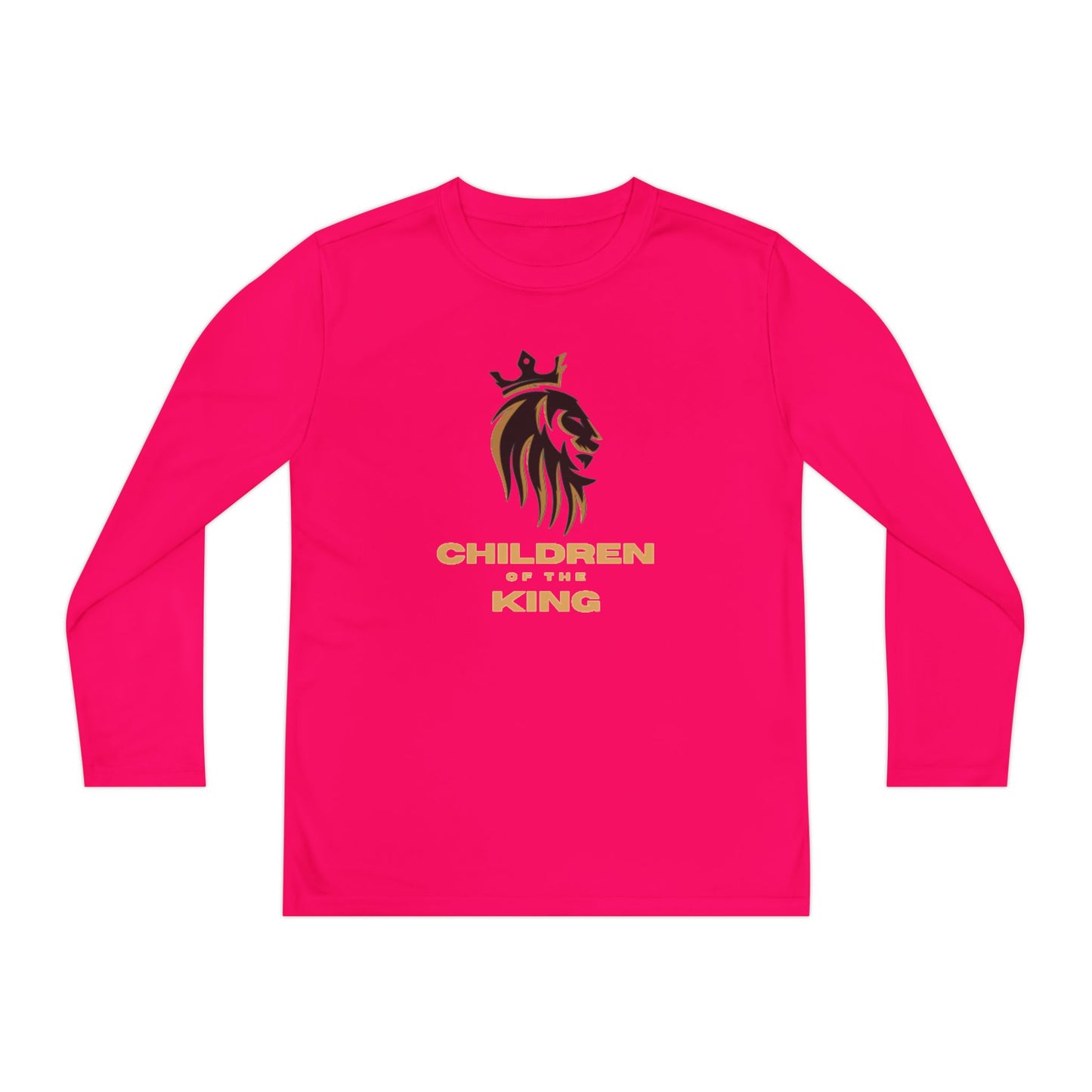 Children of the King Youth Long Sleeve Tee — Black Lion Crown with Proverbs 22:6