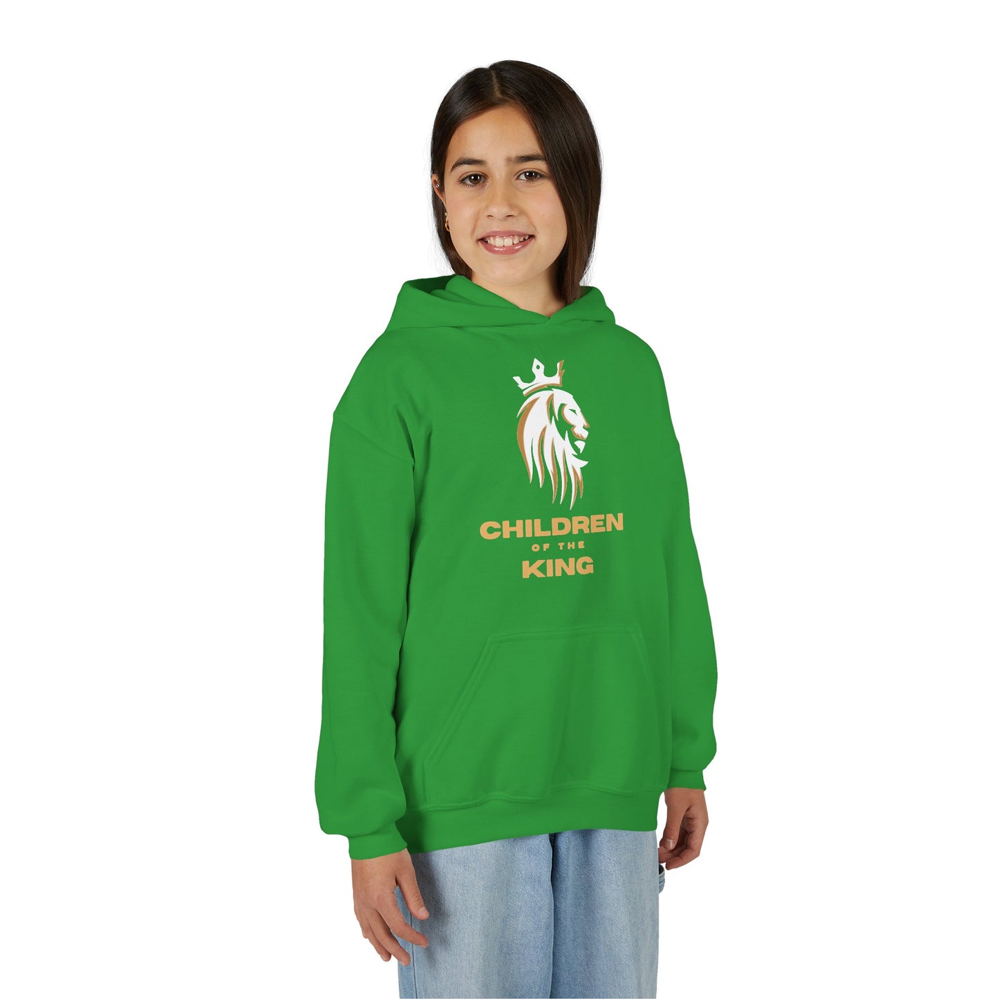 "Children of the King" Hoodie — WHITE Lion Design (Isaiah 54:13)