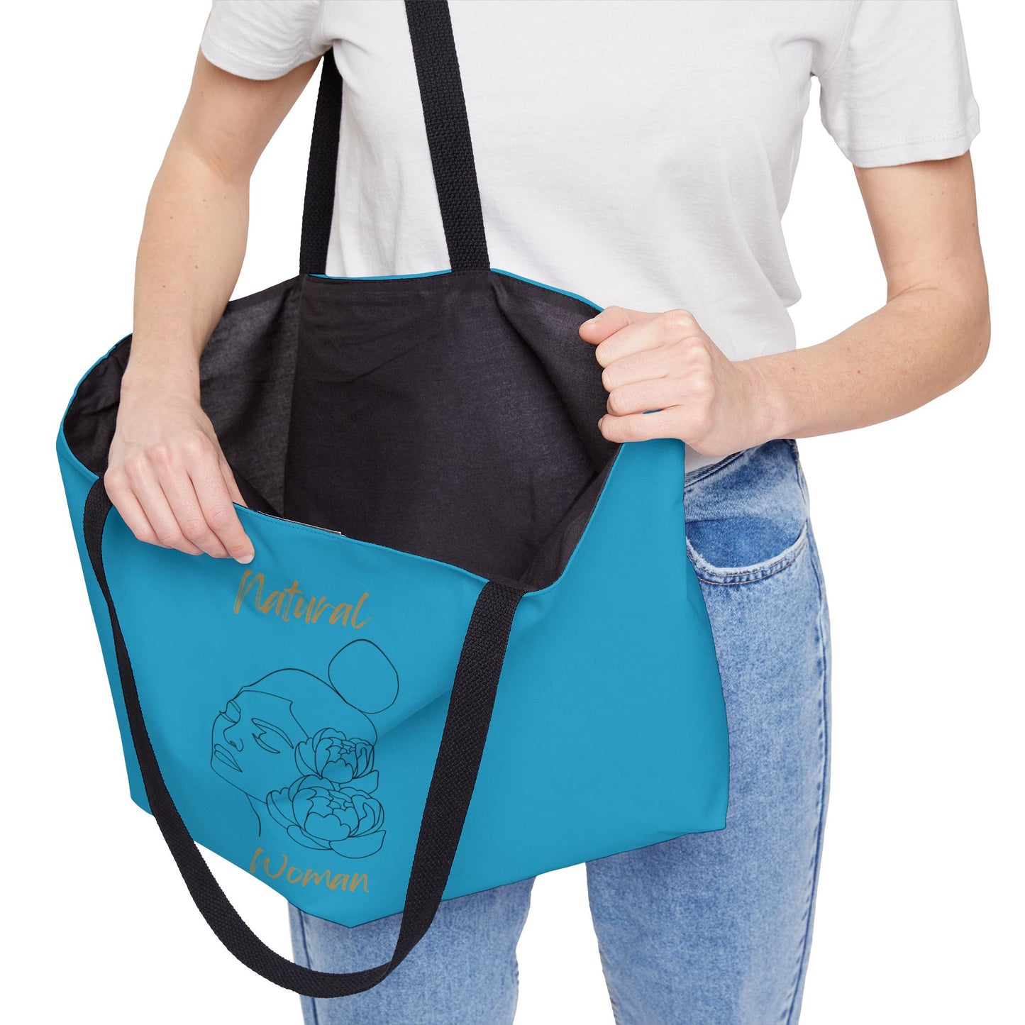 Natural Woman Bun Flower (BL) Weekender Tote Bag TURQUOISE