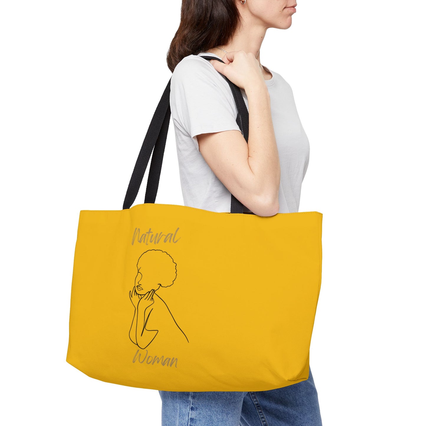 Natural Woman Cute Afro (BL) Weekender Tote Bag YELLOW