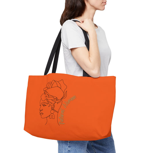 Natural Woman Flower Wrap (BL) Weekender Tote Bag ORANGE