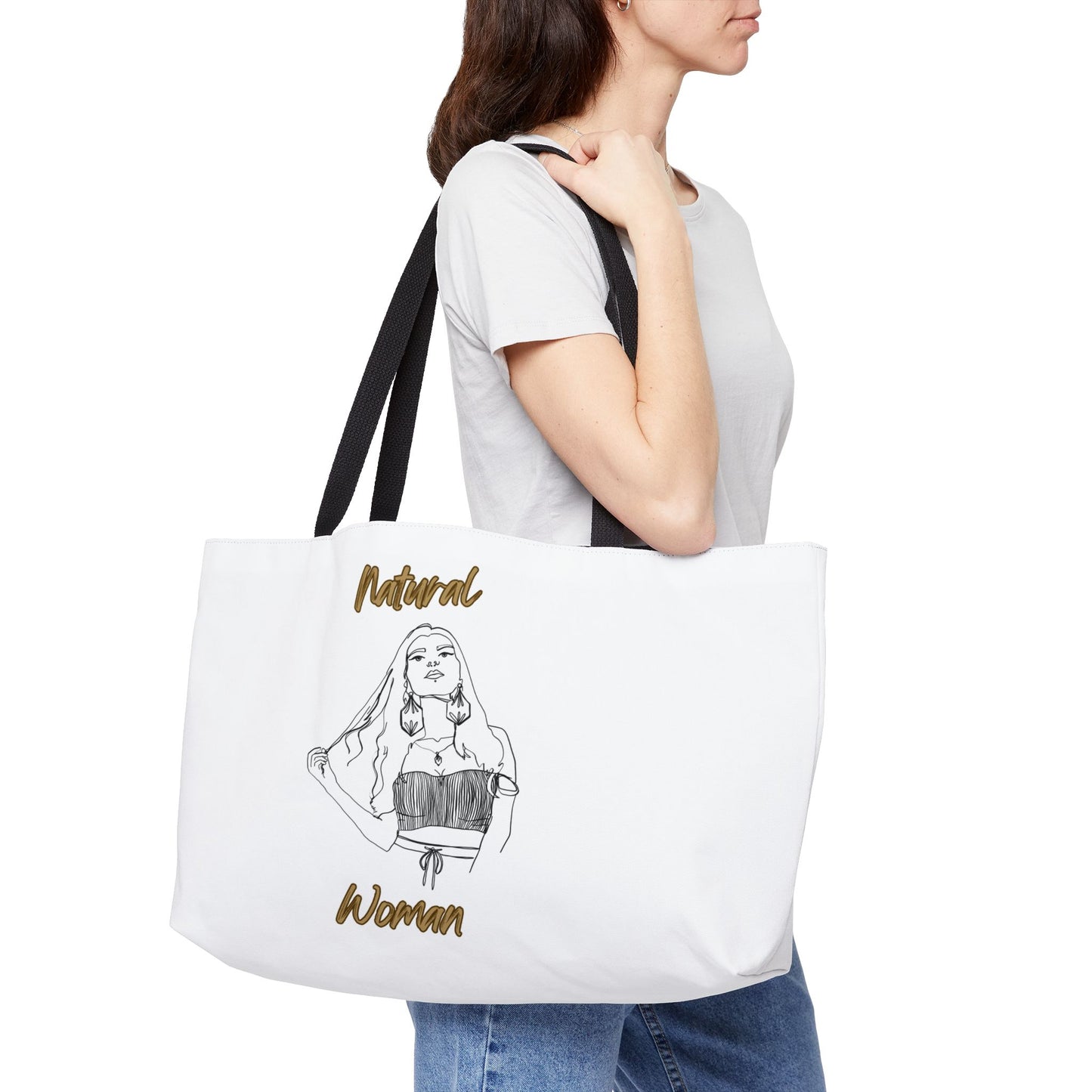Natural Woman Thinking (BL) Weekender Tote Bag WHITE
