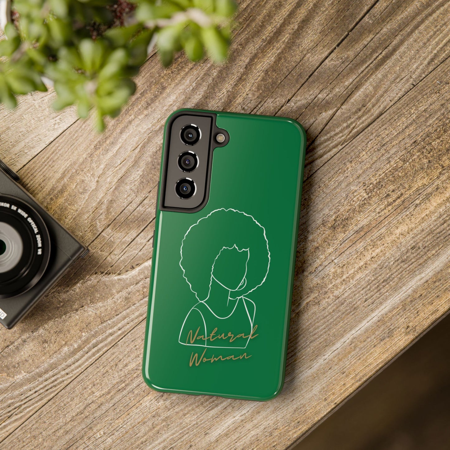 Natural Woman Afro (WL)Tough Phone Cases DARK GREEN