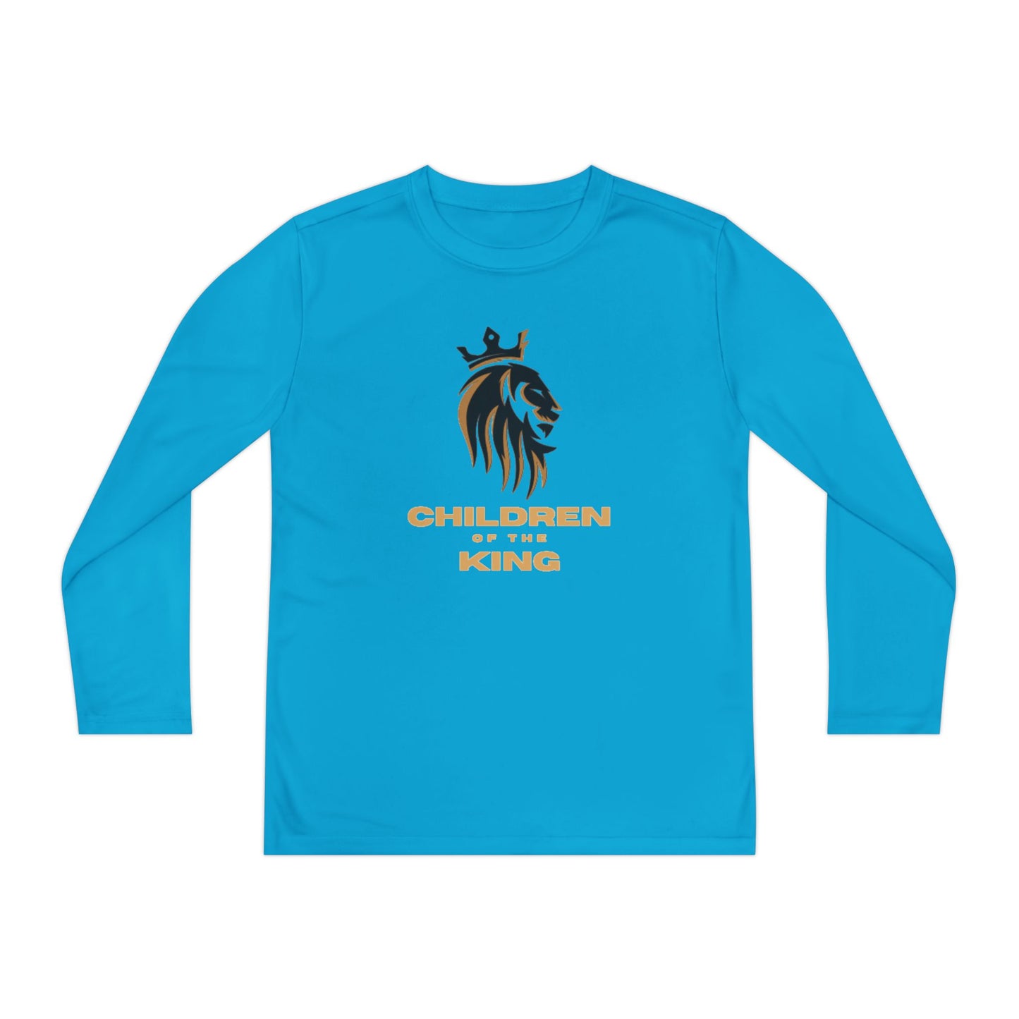 Children of the King Youth Long Sleeve Tee — Black Lion Crown with Proverbs 22:6