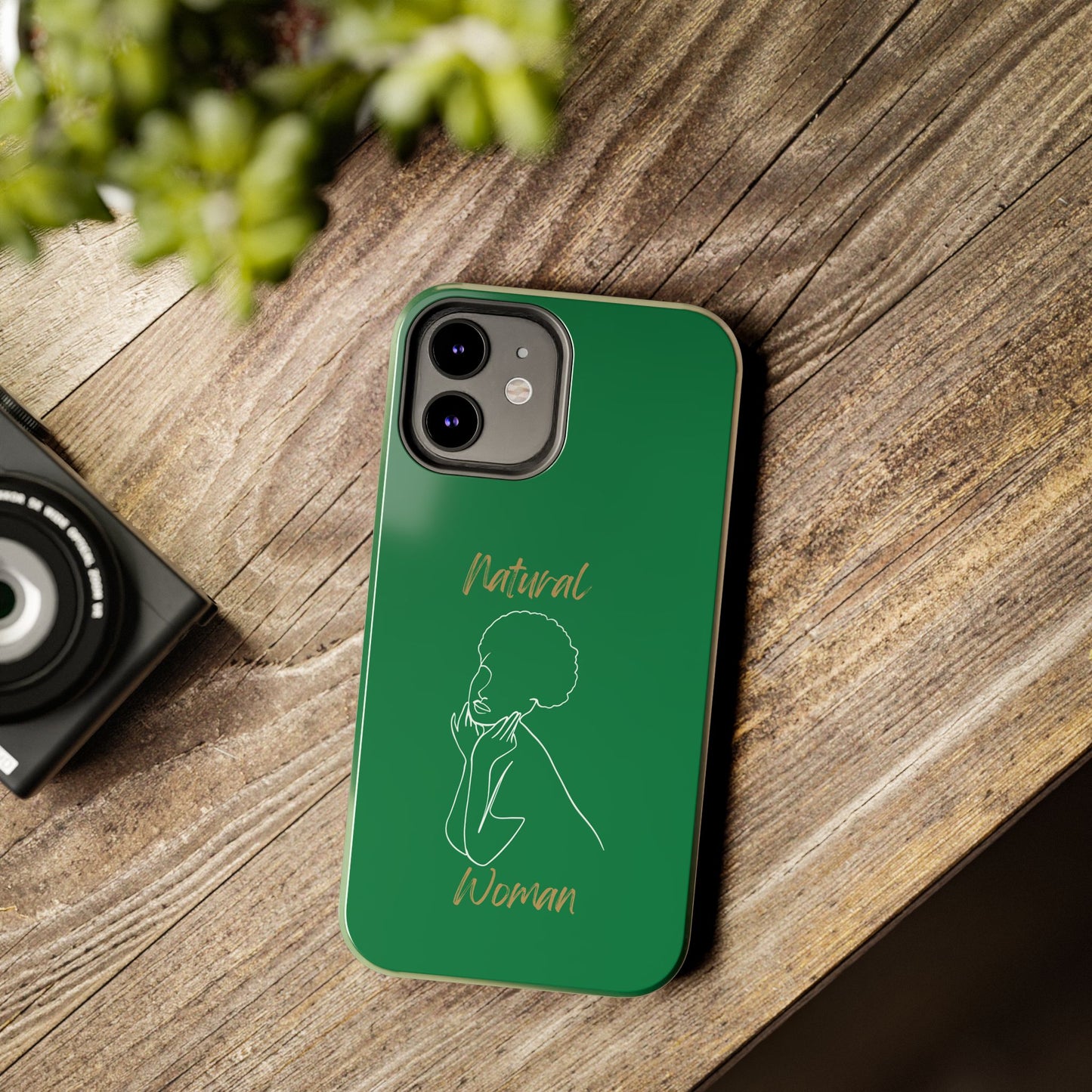 Natural Woman Cute Afro (WL)Tough Phone Cases DARK GREEN