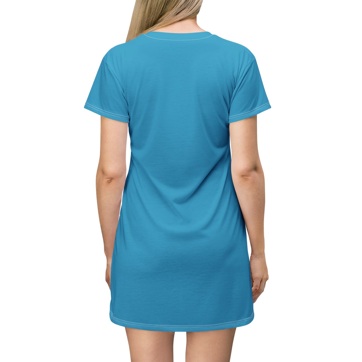 Strong Momma T-Shirt Dress (AOP/BL) Turquoise