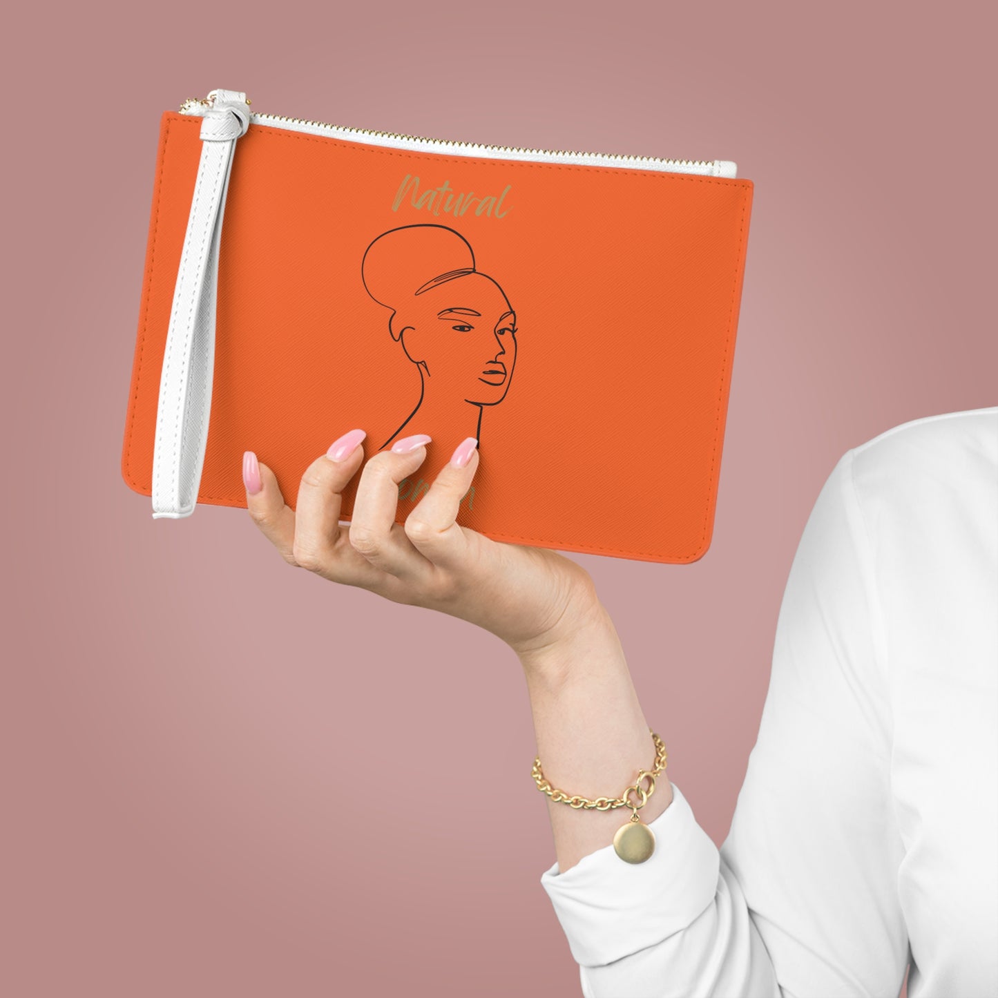 Natural Woman Hair Up (BL) Clutch Bag ORANGE