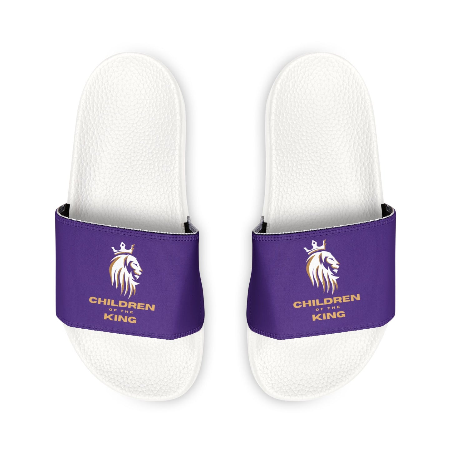 "Children of the King" WHITE Lion - PURPLE Youth Slide Sandals