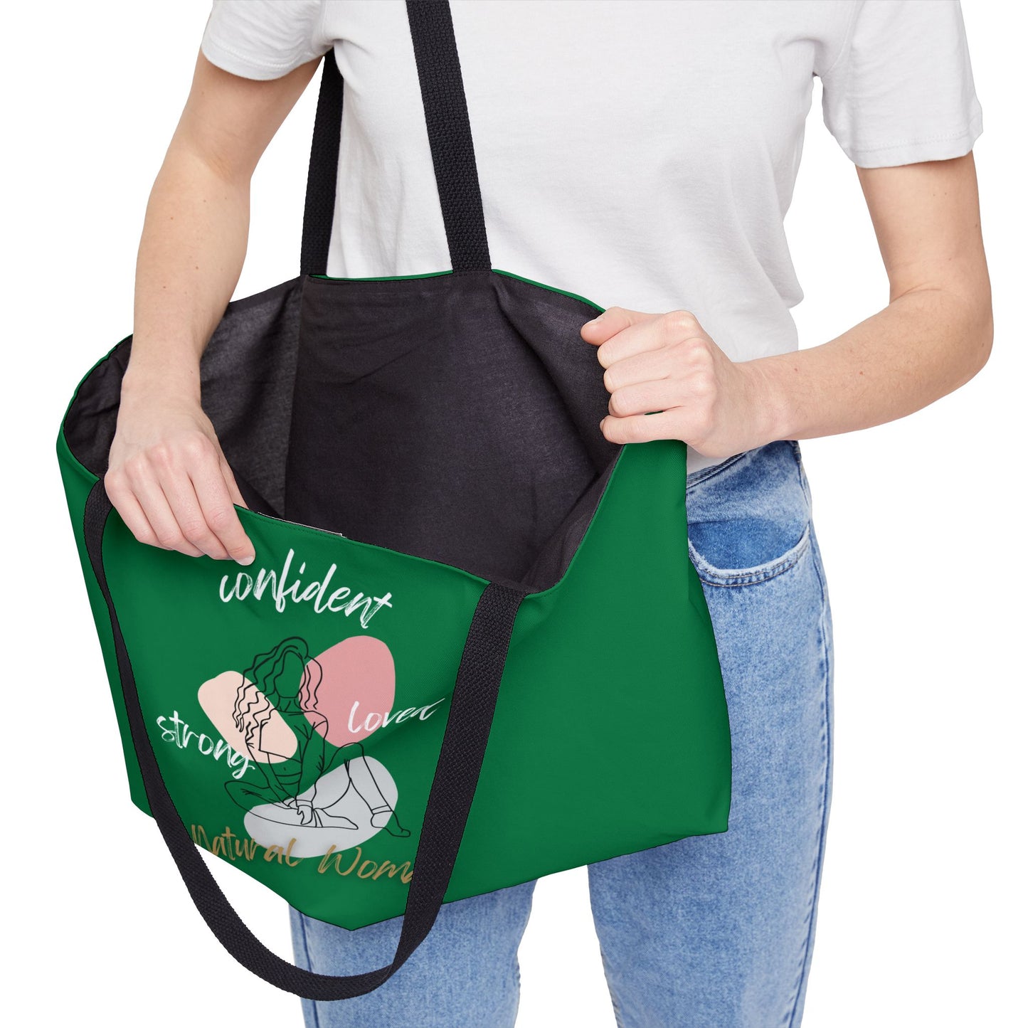 Natural Woman Strong Confident Loved (WL) Weekender Tote Bag DARK GREEN