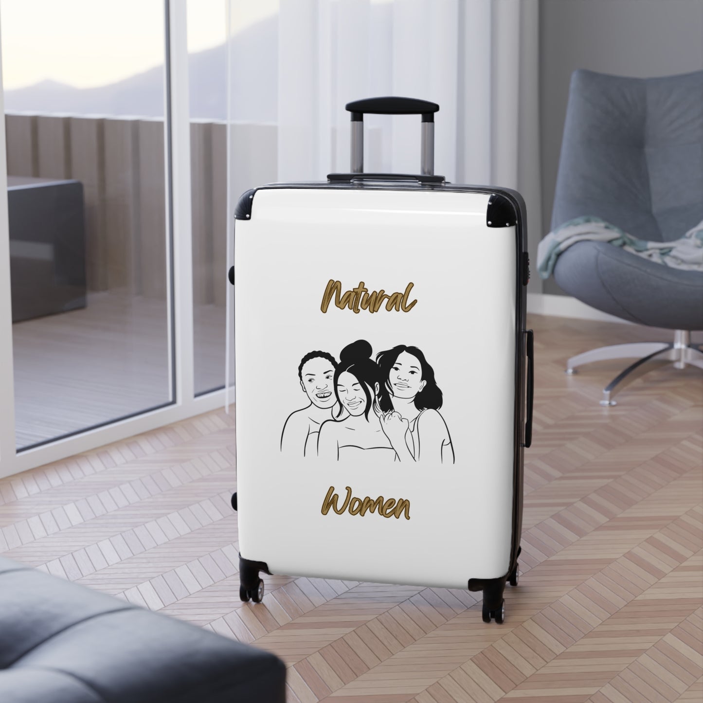 Natural Woman Laughing Friends (BL) Suitcase WHITE