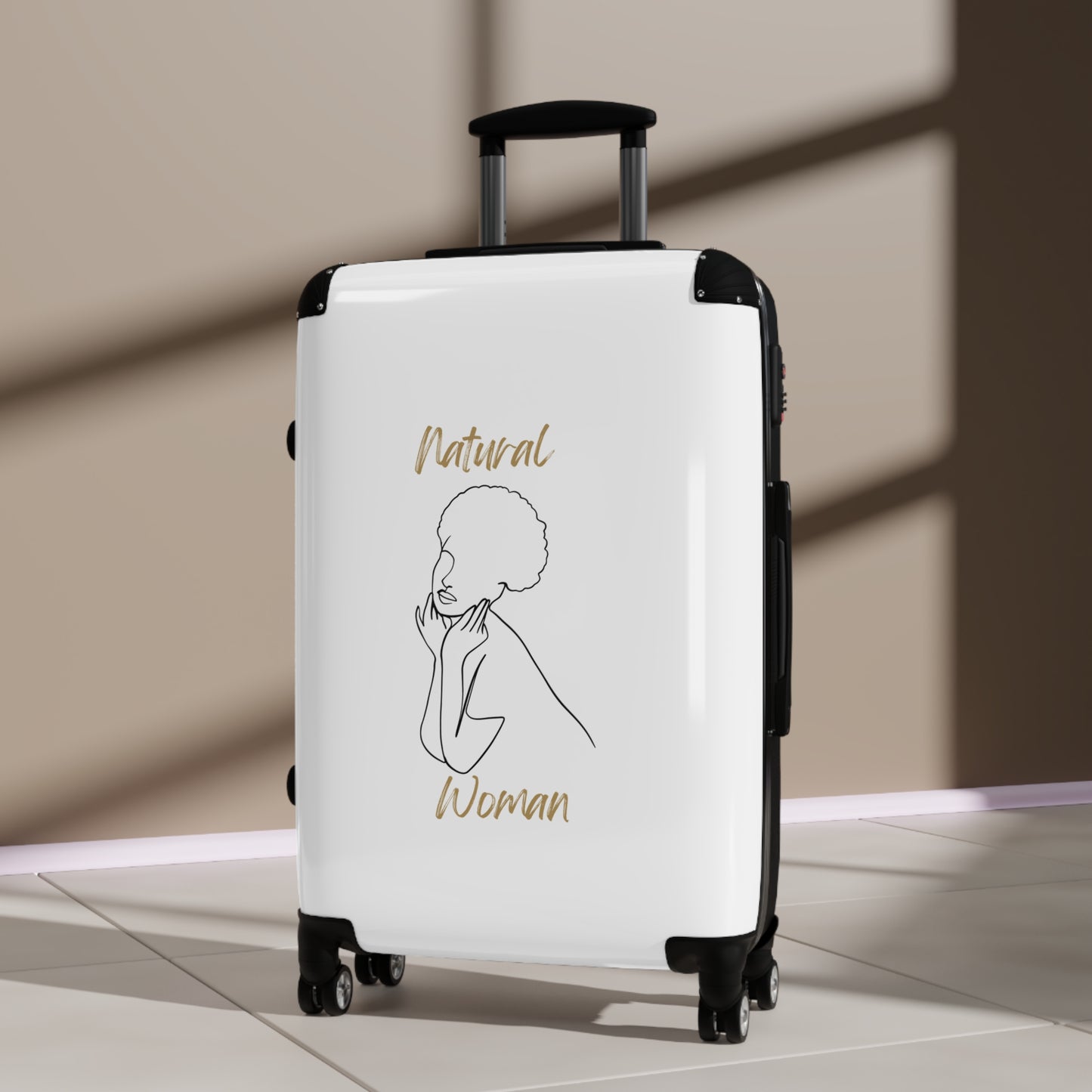 Natural Woman Cute Afro (BL) Suitcase WHITE