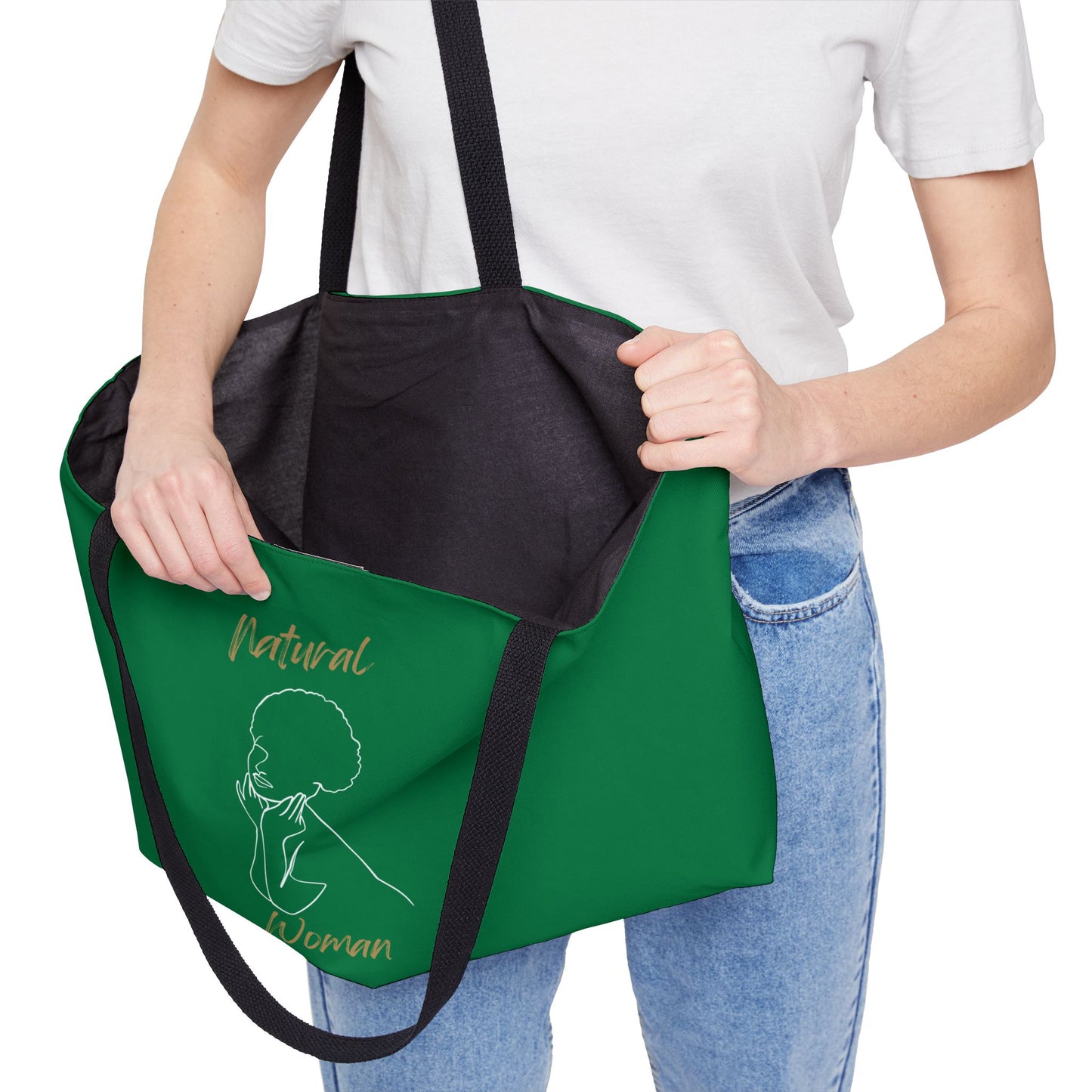 Natural Woman Cute Afro (WL) Weekender Tote Bag DARK GREEN