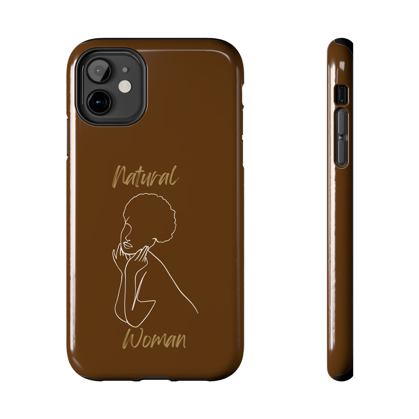 Natural Woman Cute Afro(WL)Tough Phone Cases BROWN