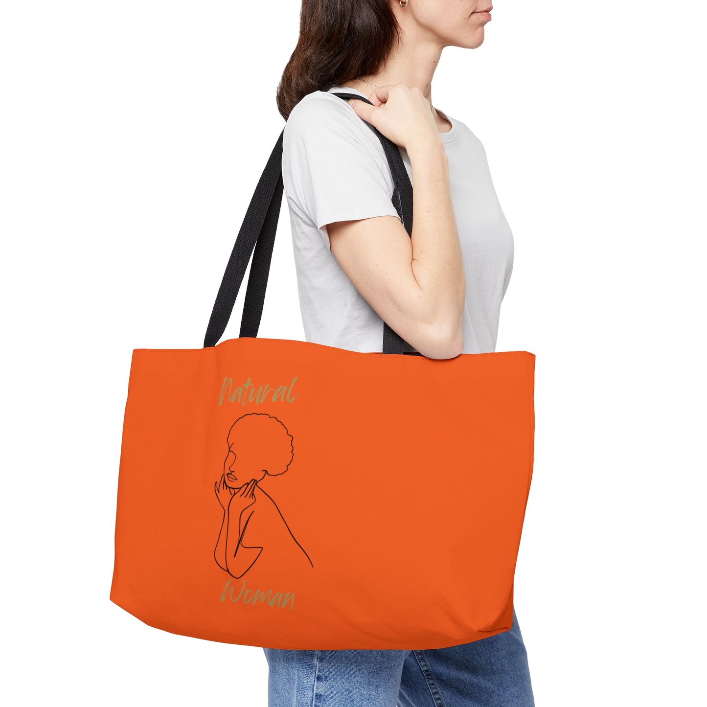 Natural Woman Cute Afro (BL) Weekender Tote Bag ORANGE