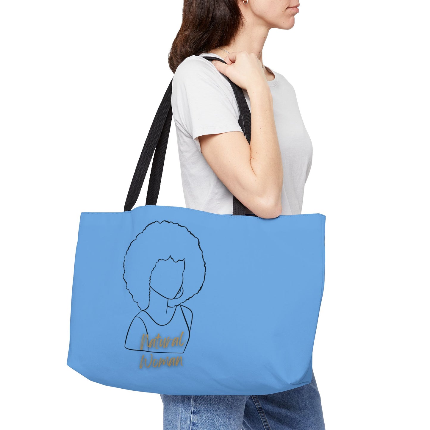 Natural Woman Afro (BL) Weekender Tote Bag LIGHT BLUE