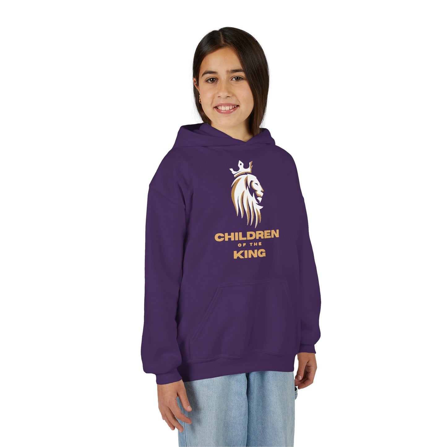 "Children of the King" Hoodie — WHITE Lion Design (Isaiah 54:13)