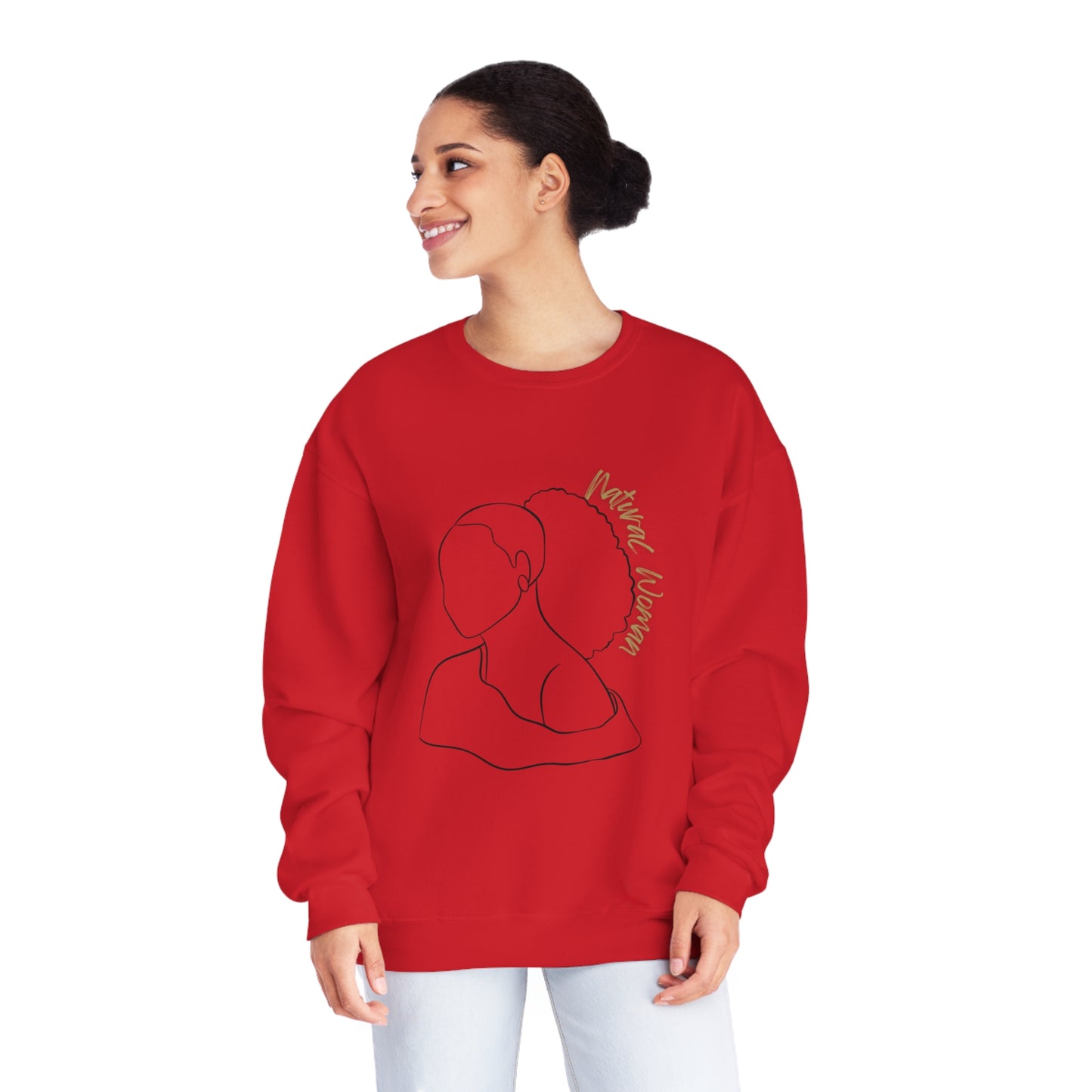 Natural Woman Behind Head Puff (BL) Crewneck Sweatshirt