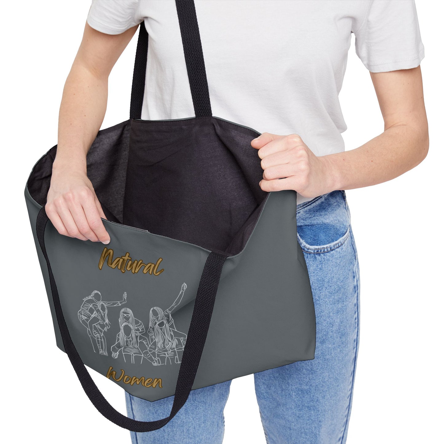 Natural Women Piggy Back (WL) Weekender Tote Bag DARK GREY